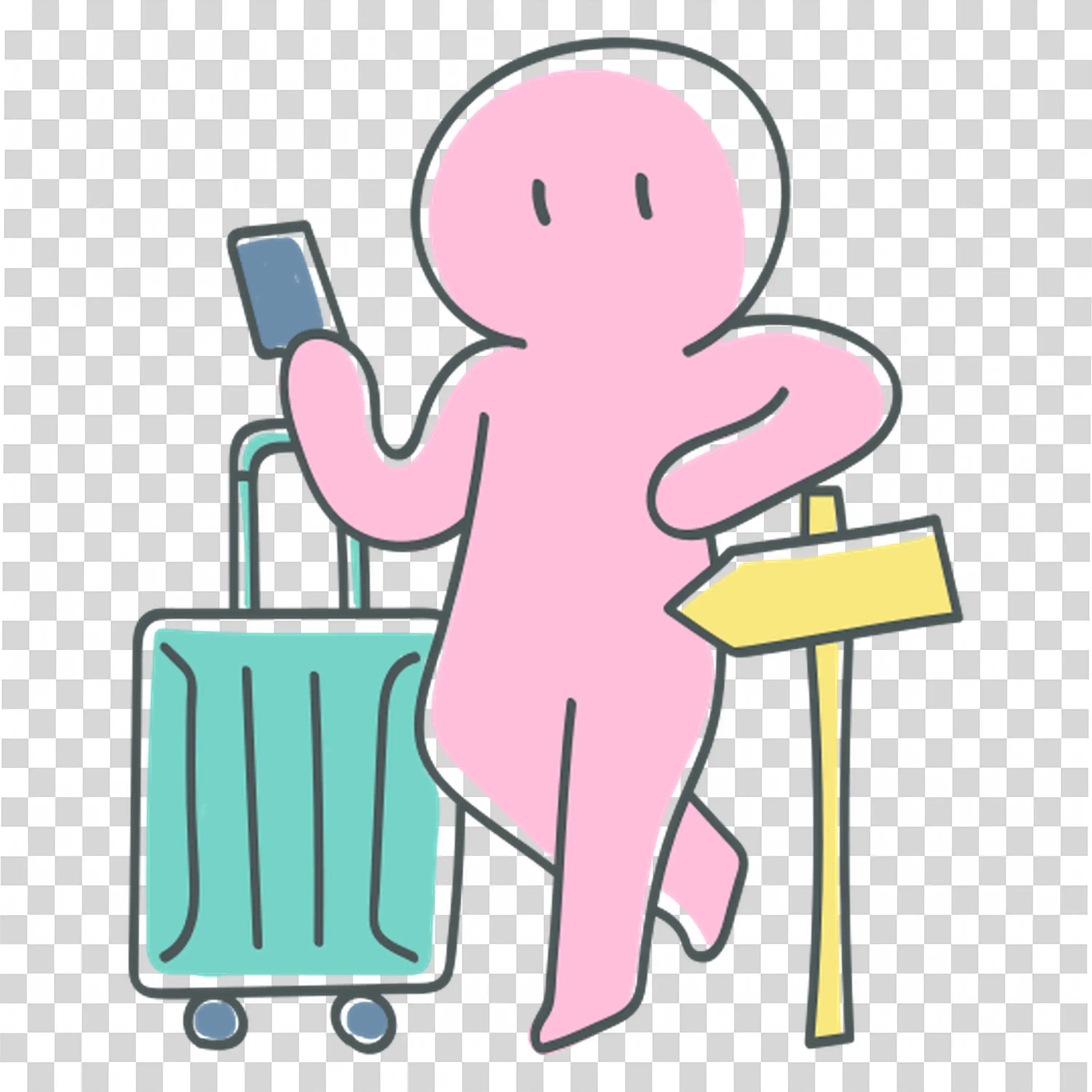 Pink Figure Throwing Away Smartphone with Sad Face