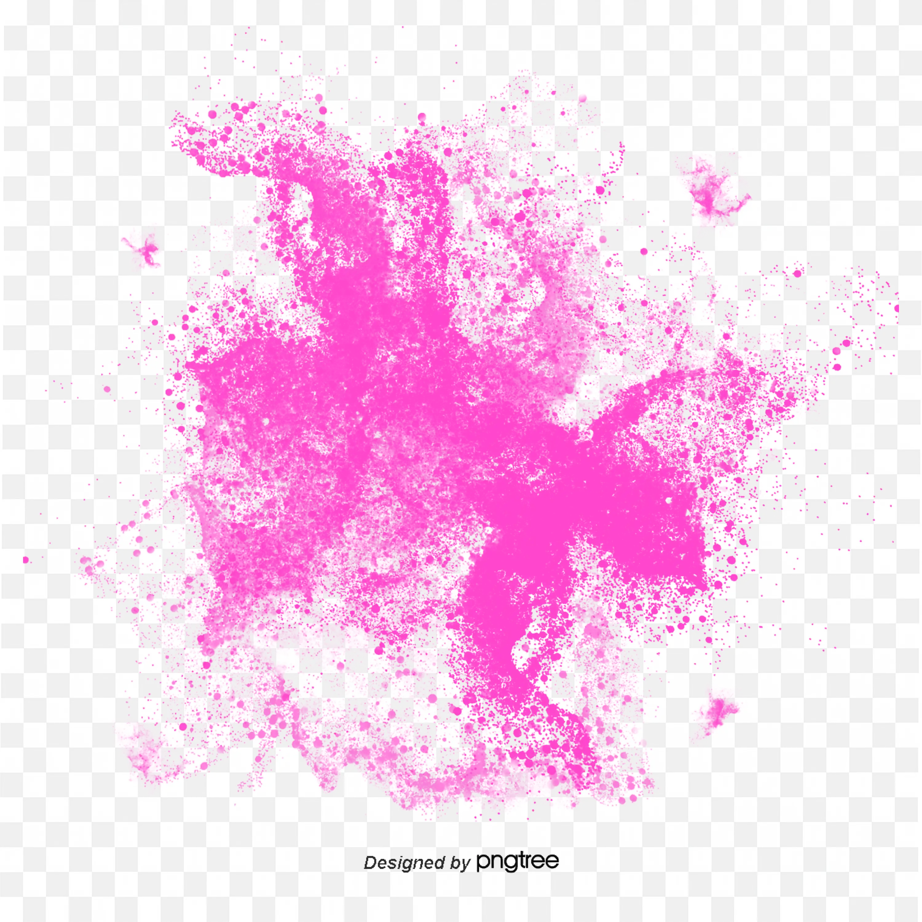 Pink Powder Explosion Abstract Colour Splash on White PNG
