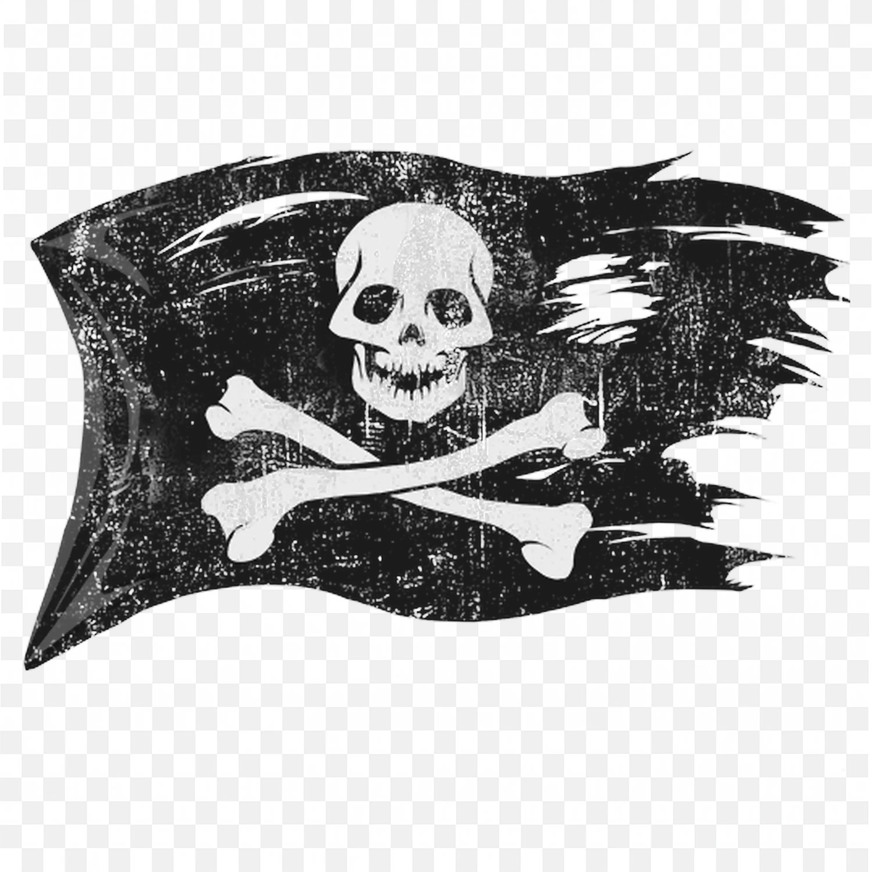 Pirate Flag with Skull and Crossbones Clip Art PNG Image