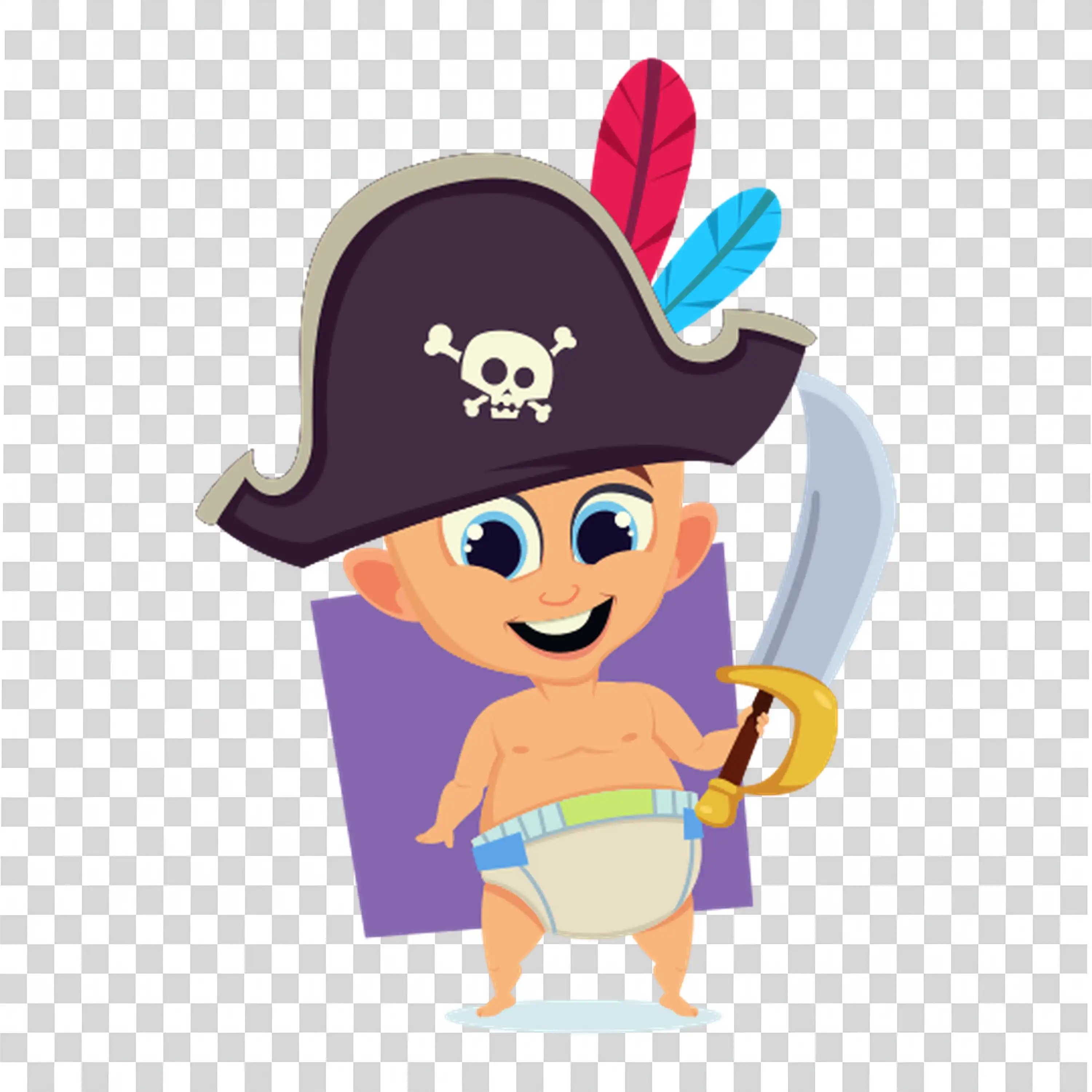 Pirate Girl Holding Sword and Wearing Eye Patch PNG