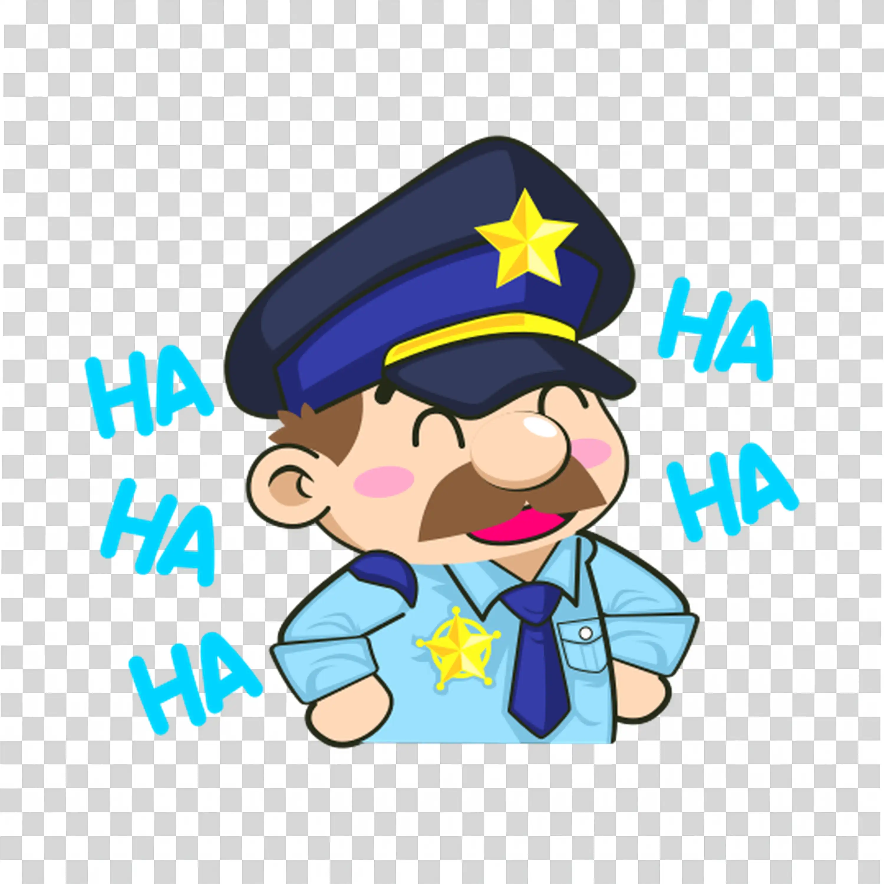 Police Officer Laughing with Comedic Hand Gesture PNG