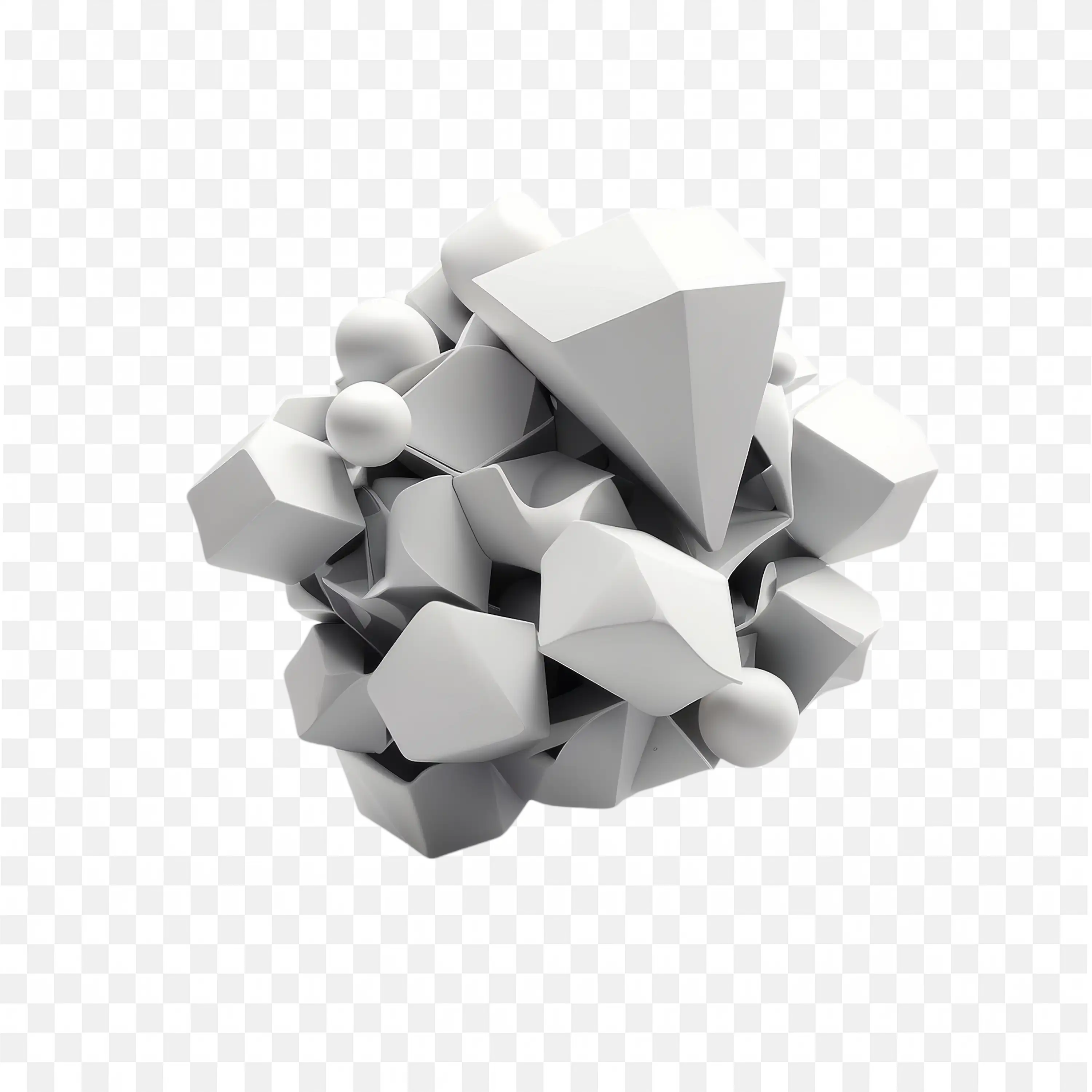 Poly Geometric Rock Crystal in White Clip Art Free PNG
