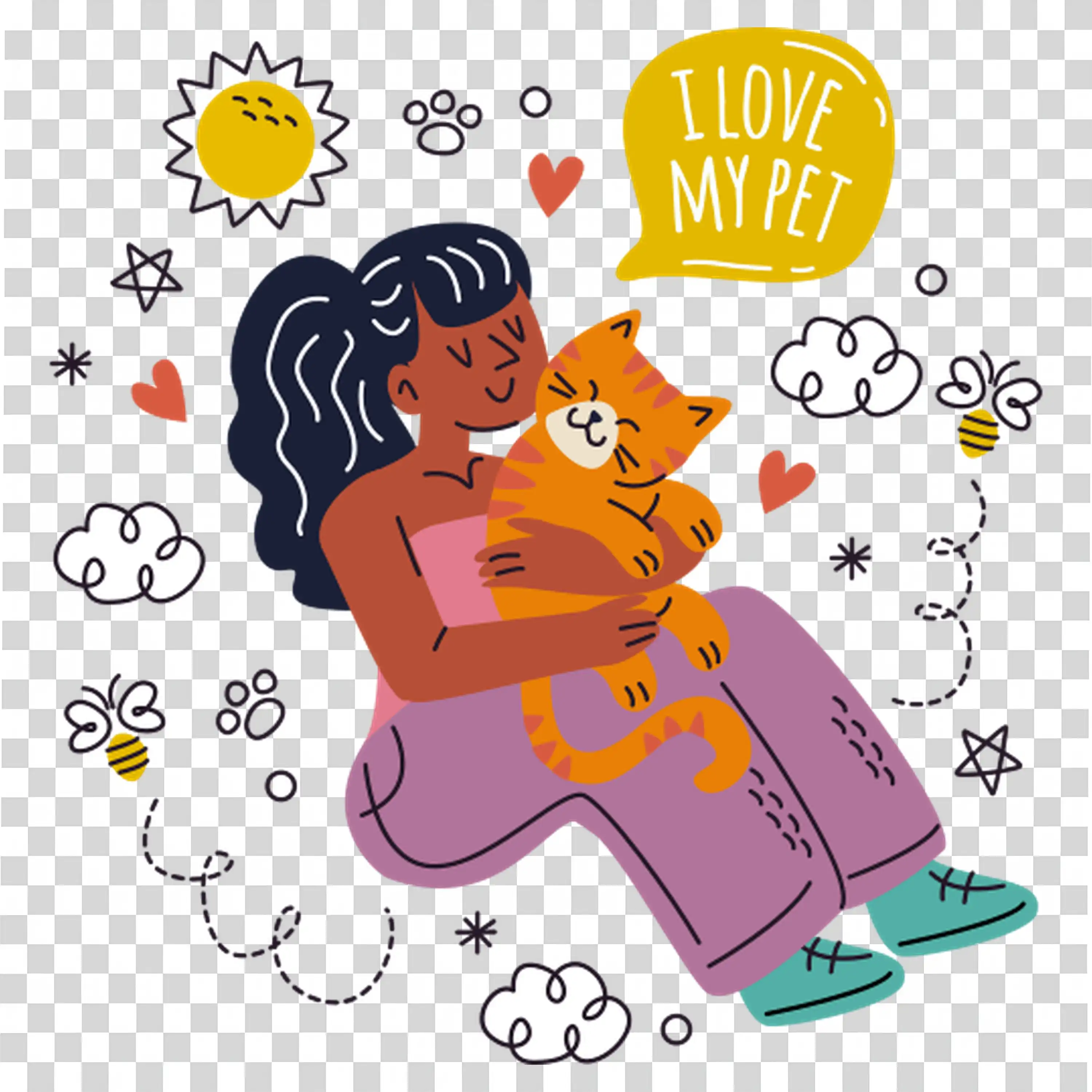 Pregnant woman holding belly with glowing love hearts