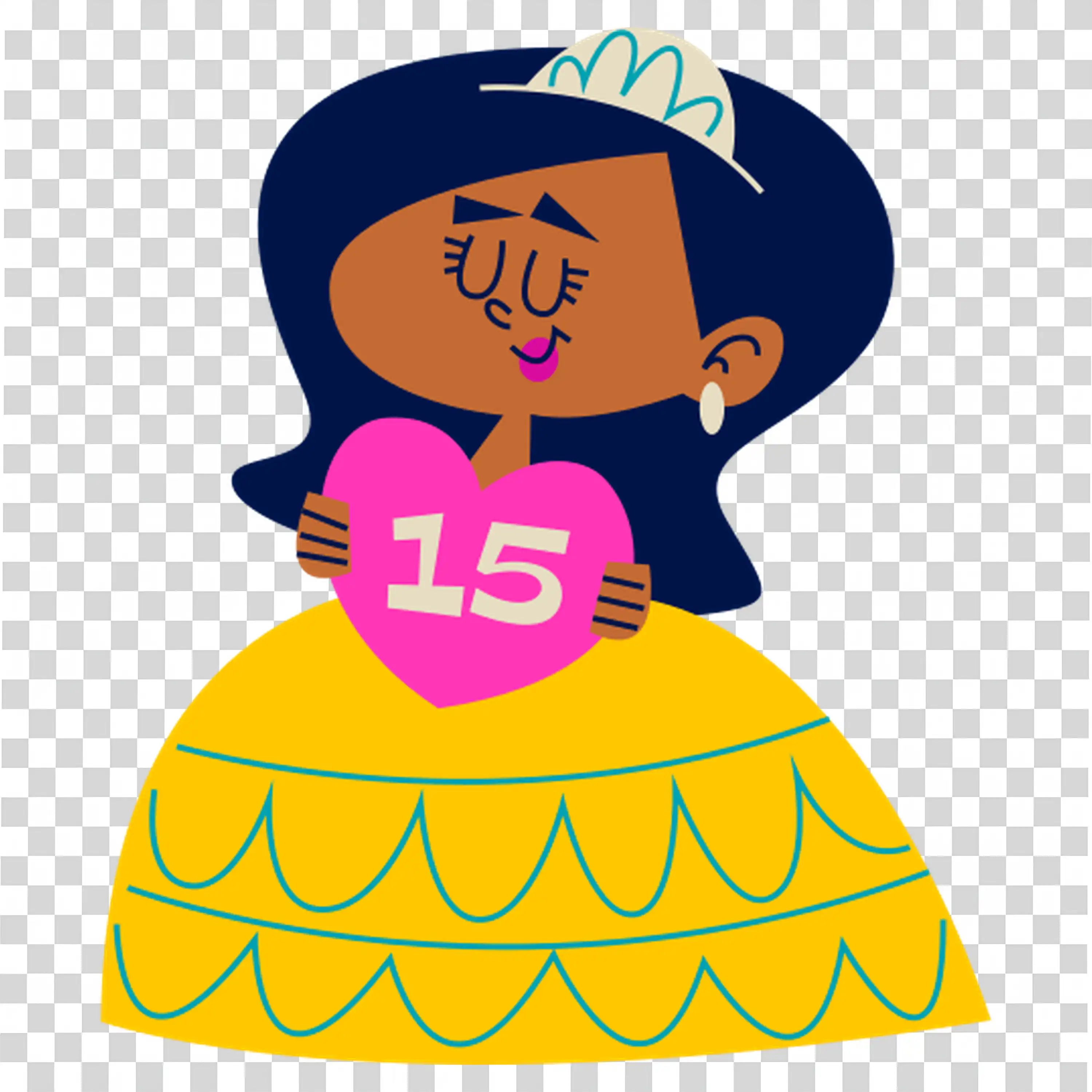 Princess Wearing Crown and Number Fifteen Shirt free PNG