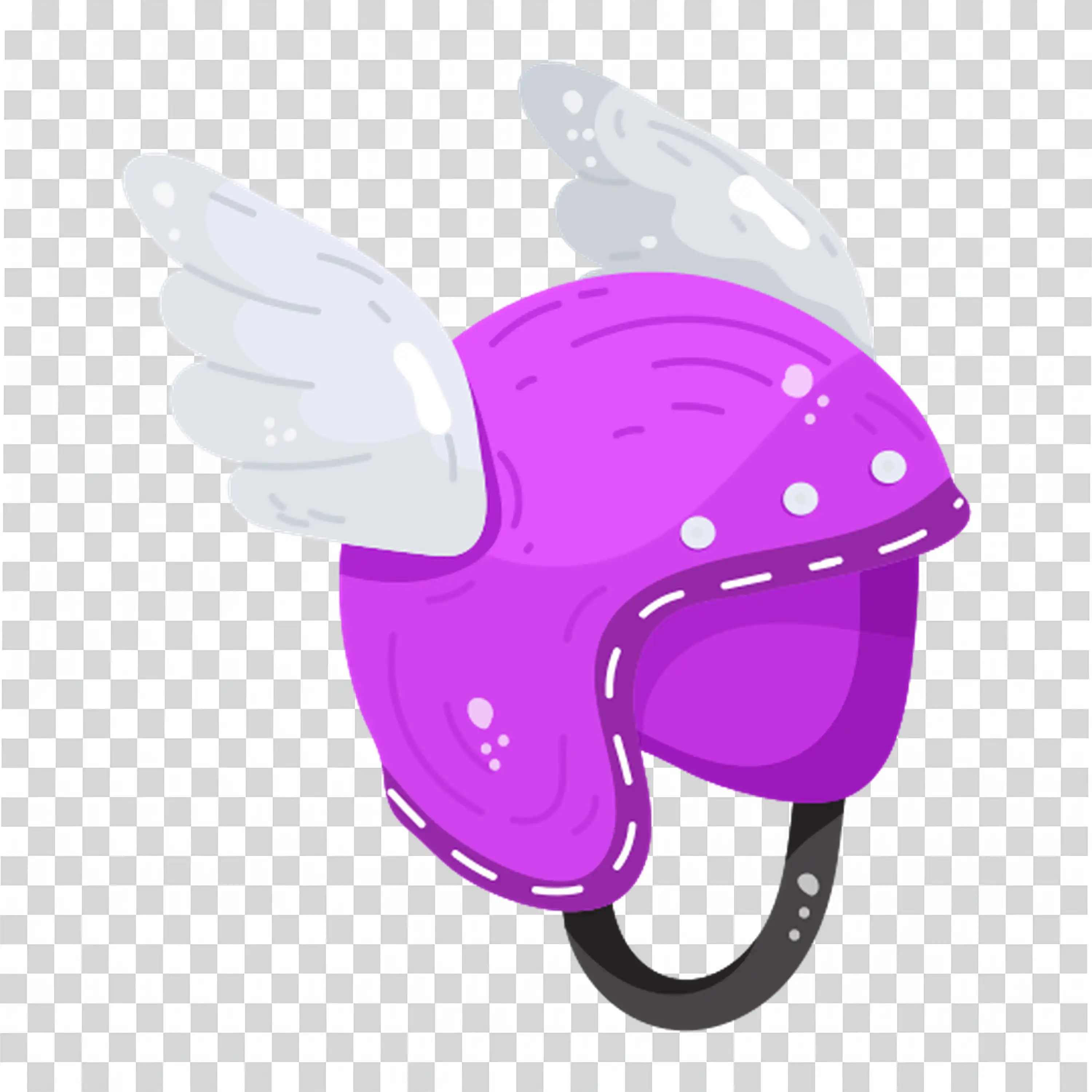 Purple helmet with wings floating in the air PNG image