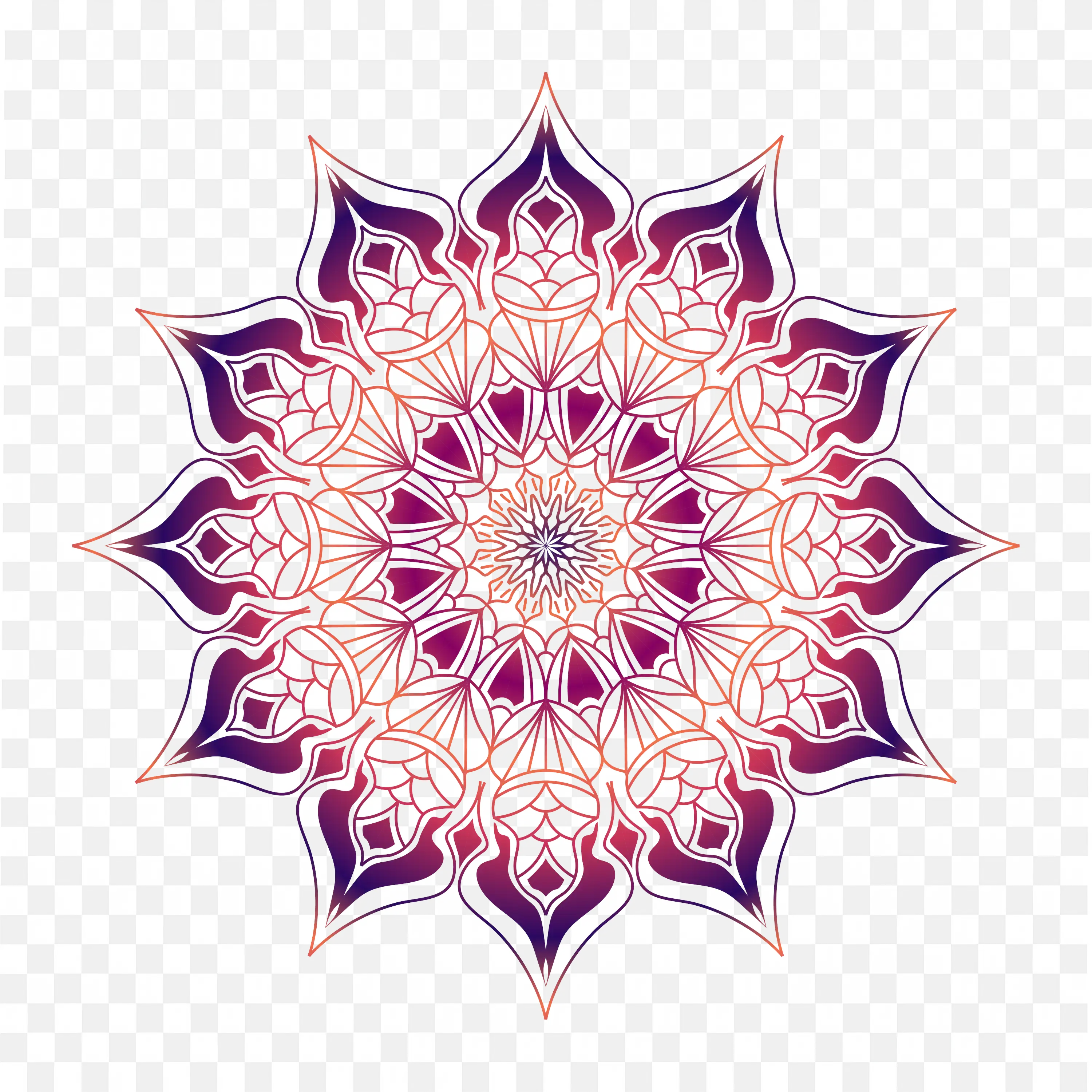 Purple Mandala Pattern with Detailed Floral Design PNG