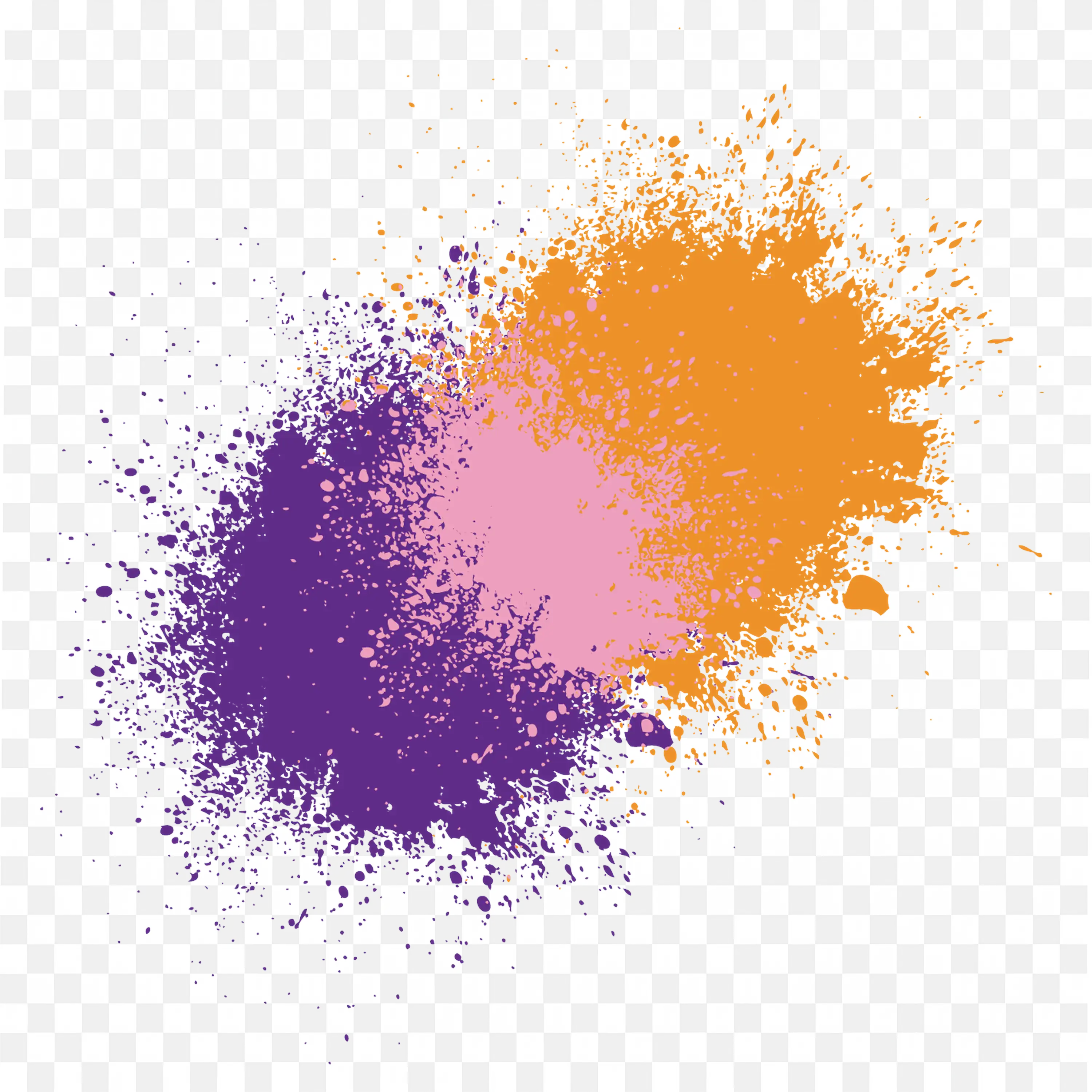 Purple and Orange Paint Splash in an Abstract Design PNG
