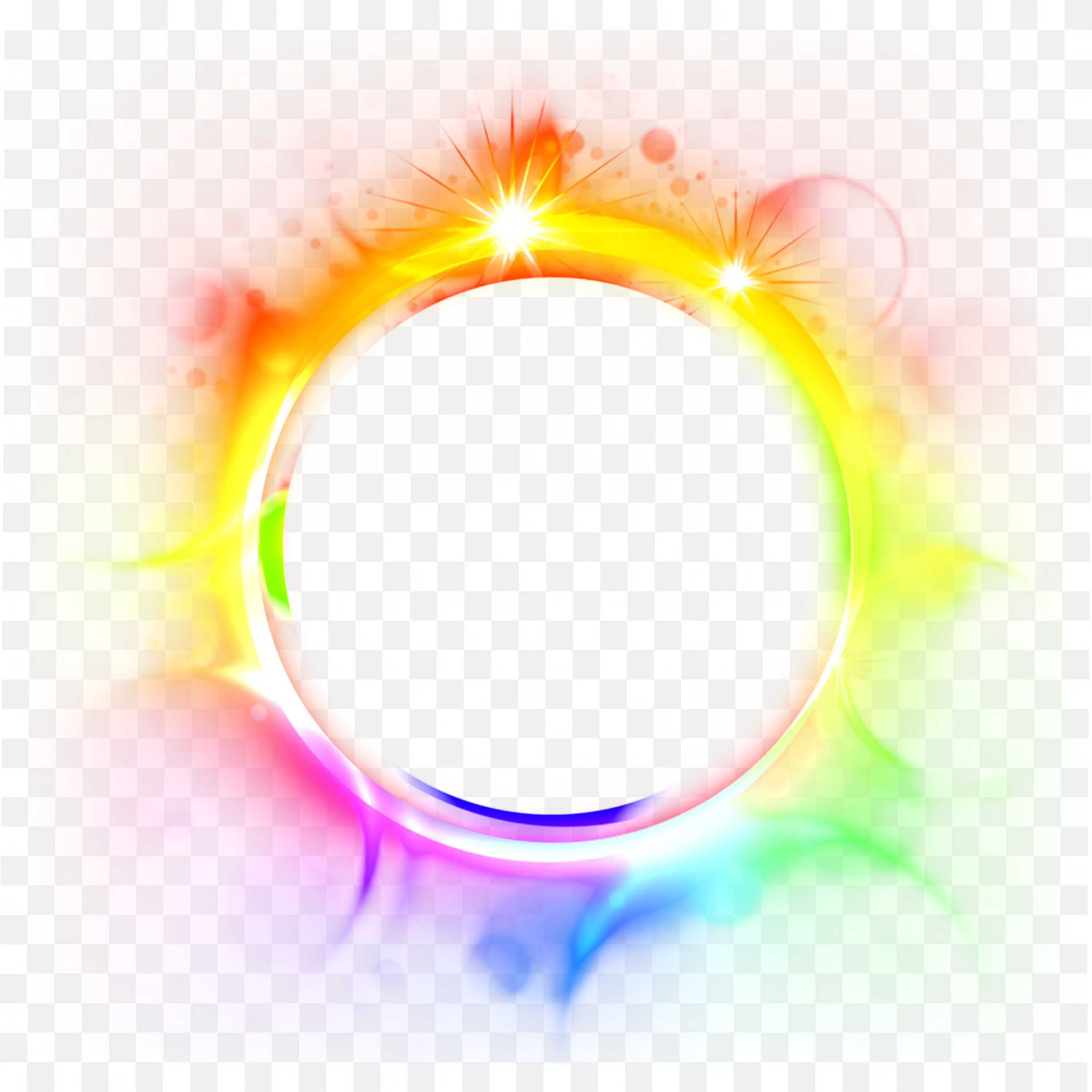 Rainbow Glowing Circle Frame with Colourful Magical Sparkles