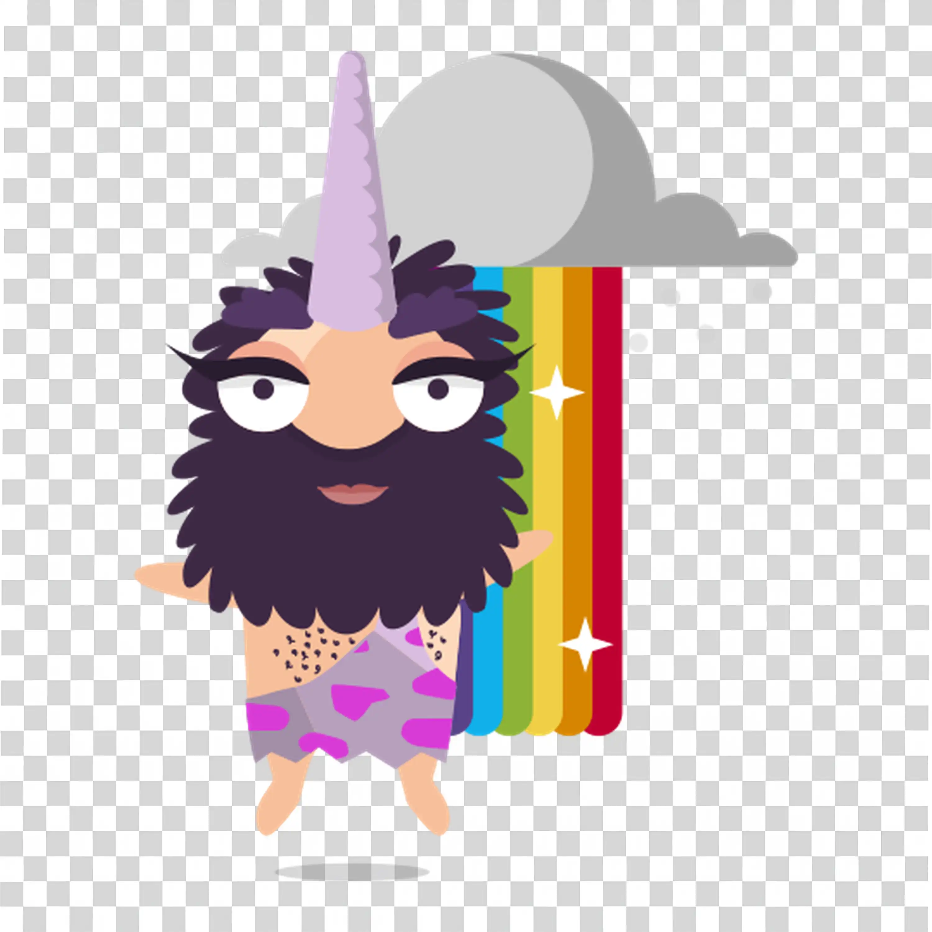 Rainbow llama with sunglasses and mysterious look PNG