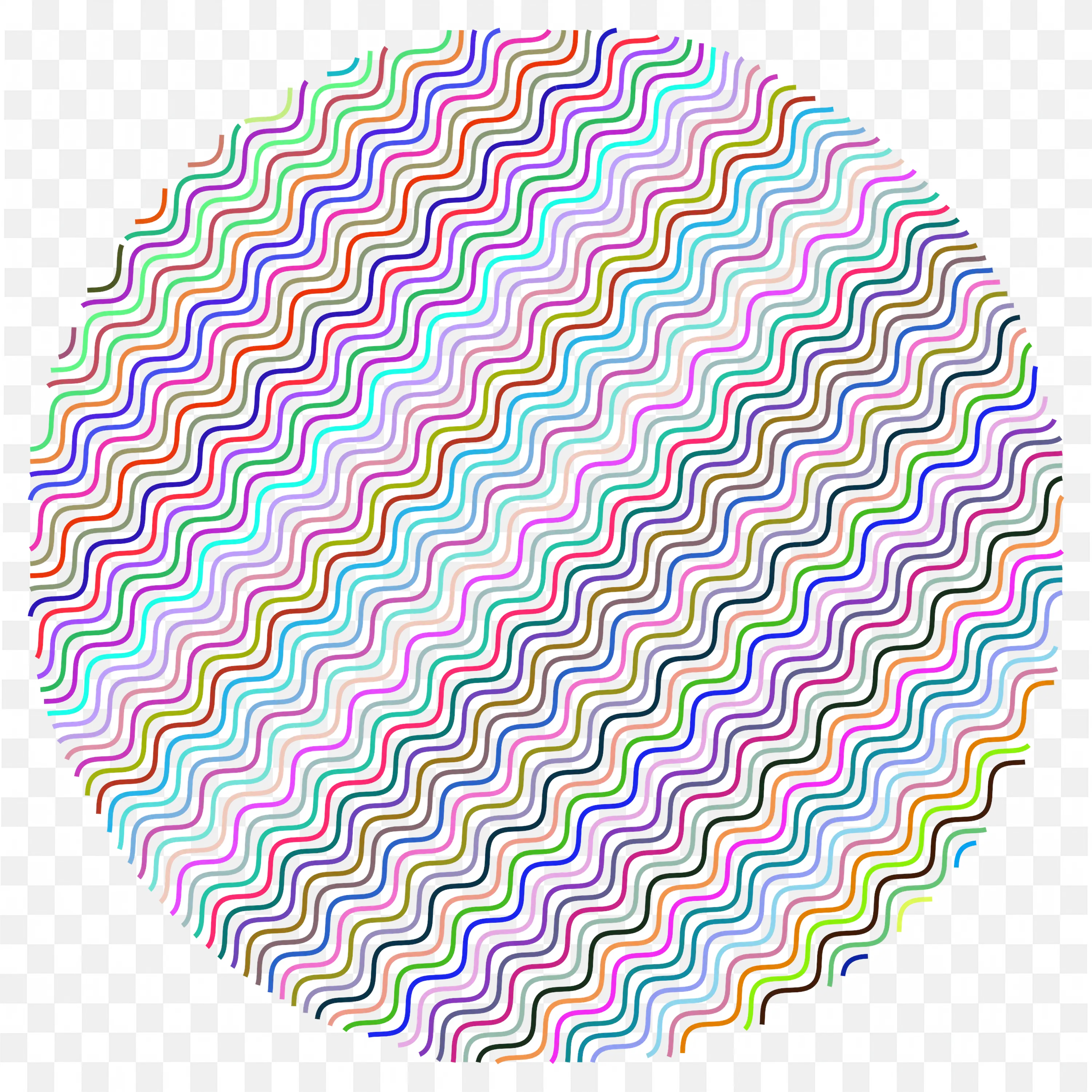 Rainbow Wavy Lines Pattern in Circular Modern Design PNG