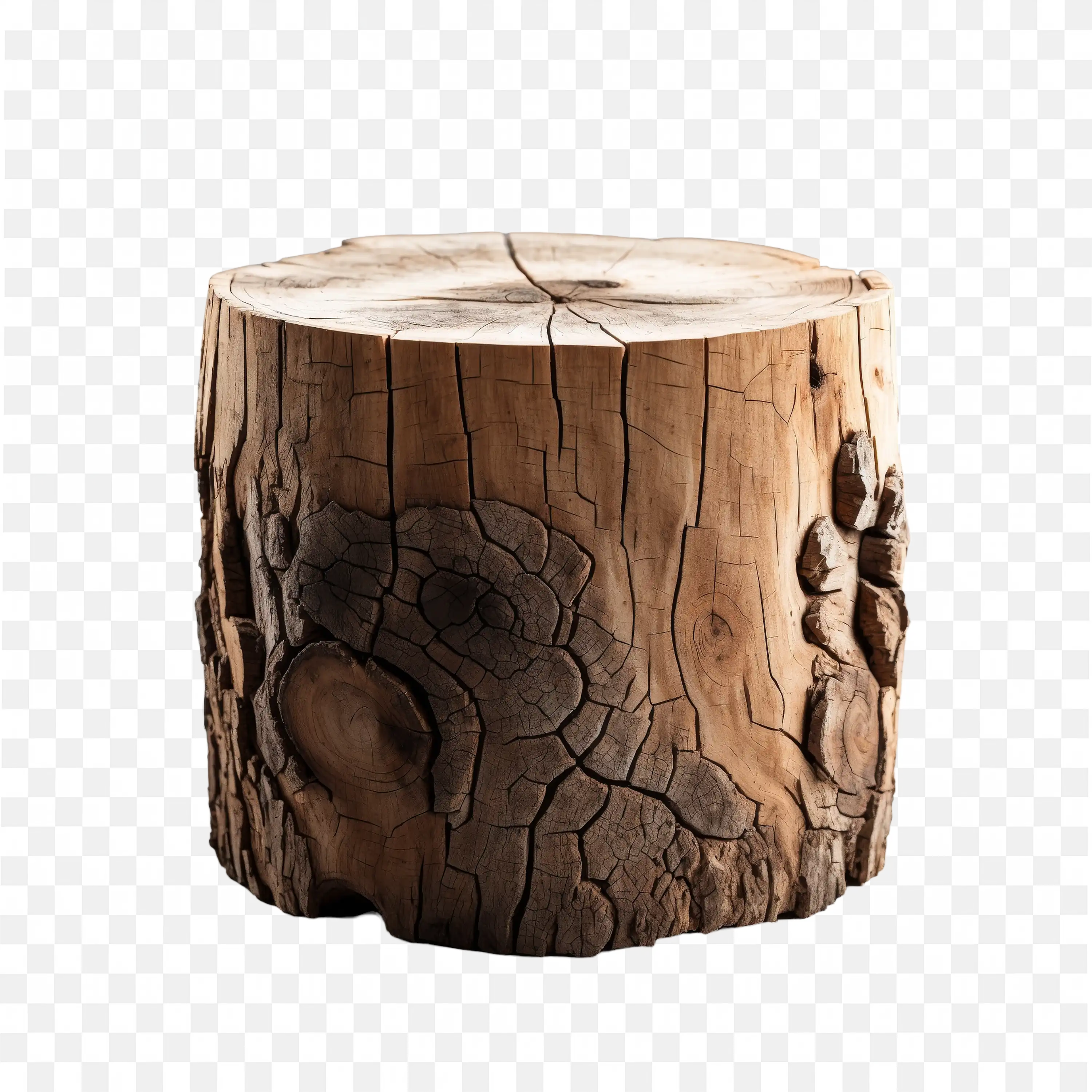 Realistic Wooden Stump with Natural Cracks Clip Art PNG