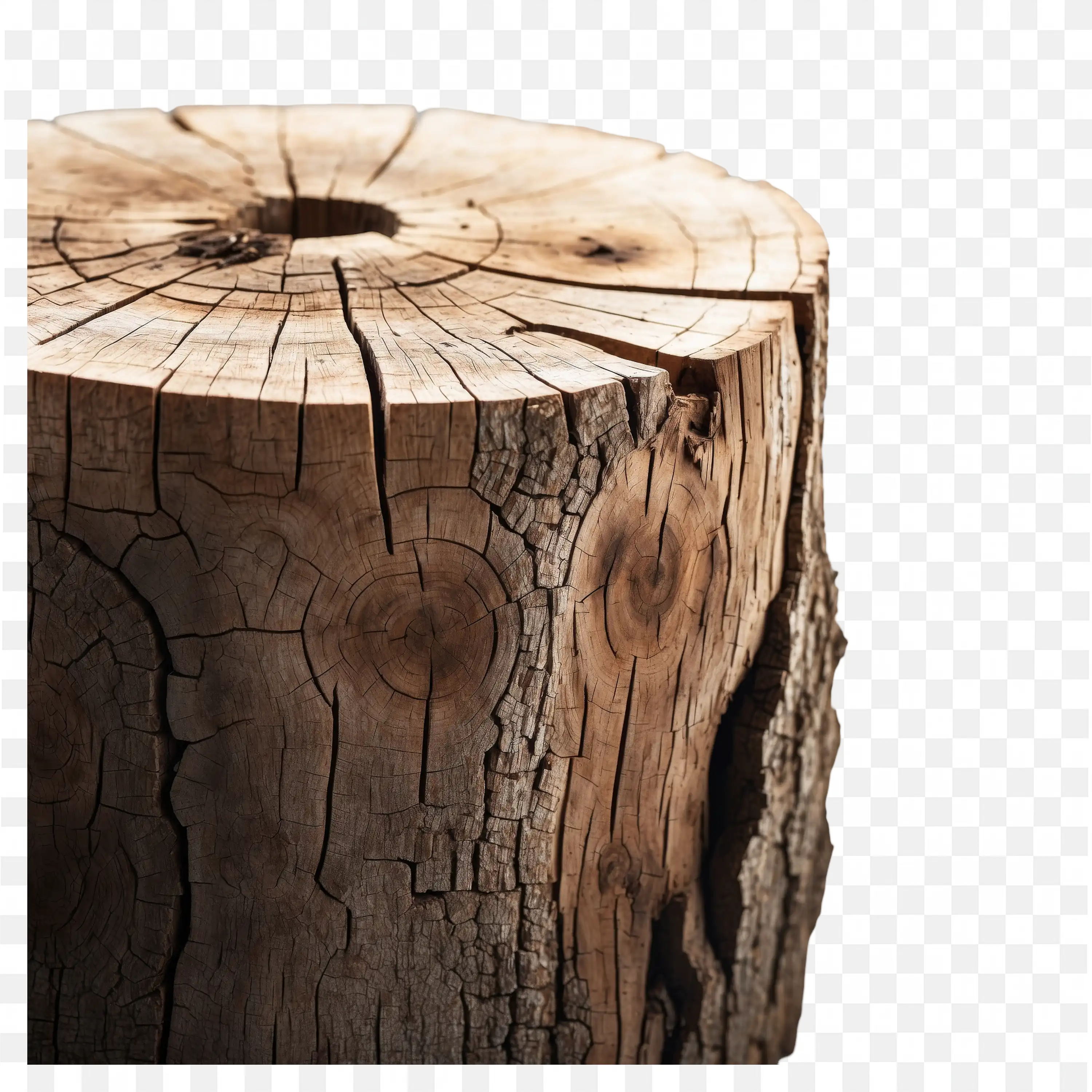 Realistic Wooden Tree Stump Cut and Cracks Free PNG