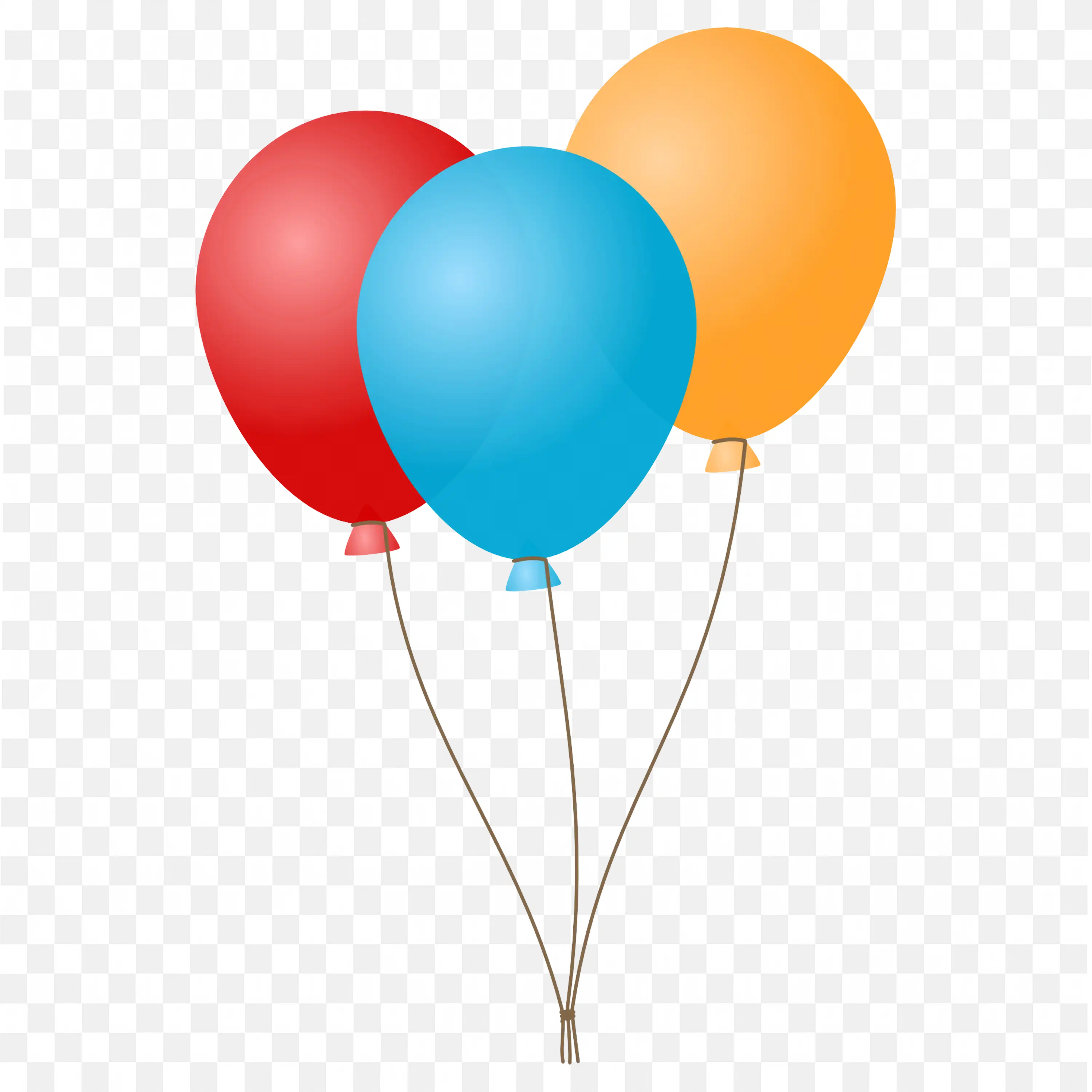 Red Blue and Orange Balloons Tied in a String Clip Art PNG