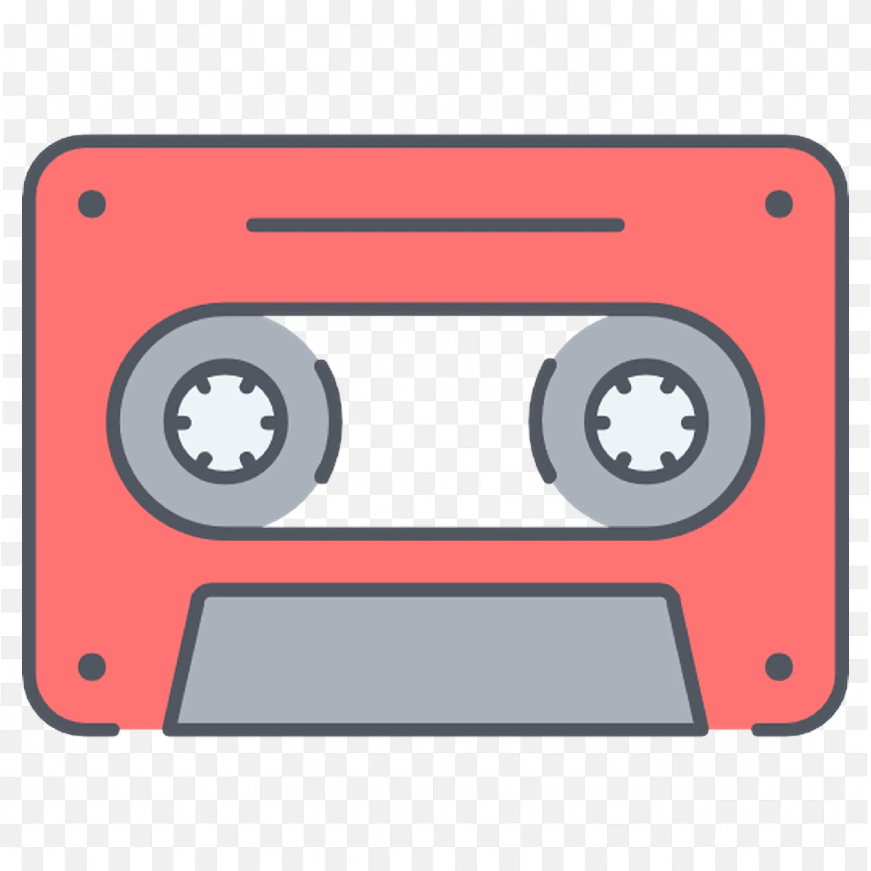 Red Cassette Tape Illustration with Gray Details Free PNG