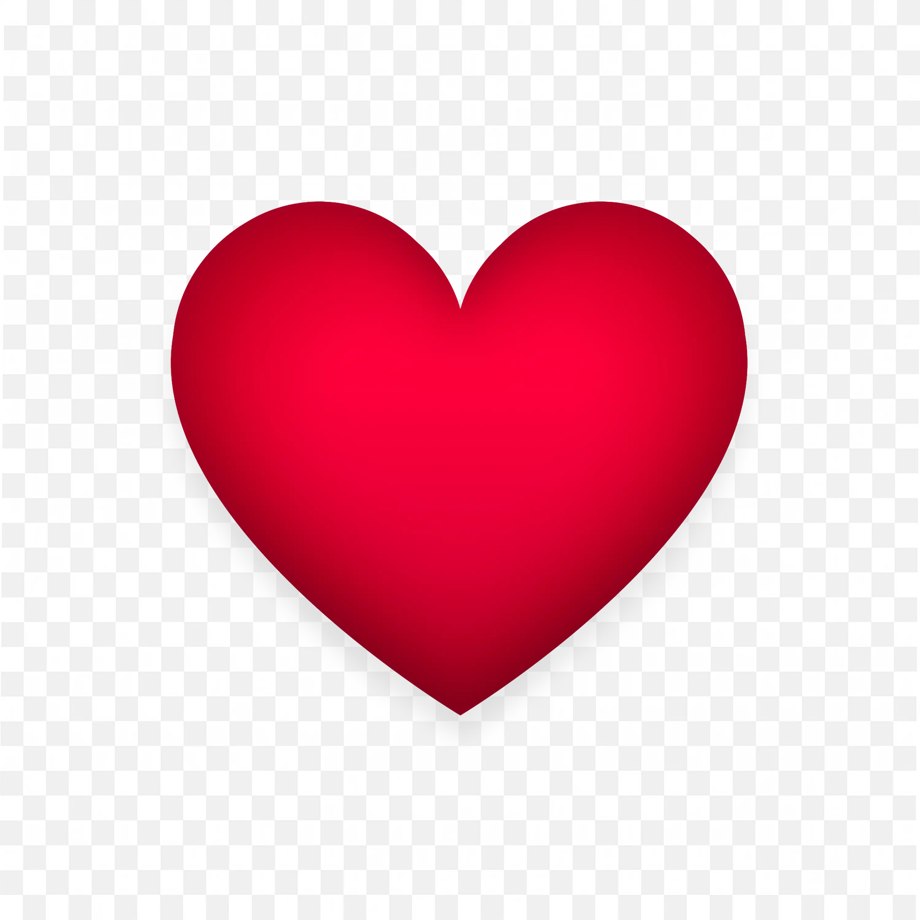 Red Heart Icon with Black Shadow on White Background PNG