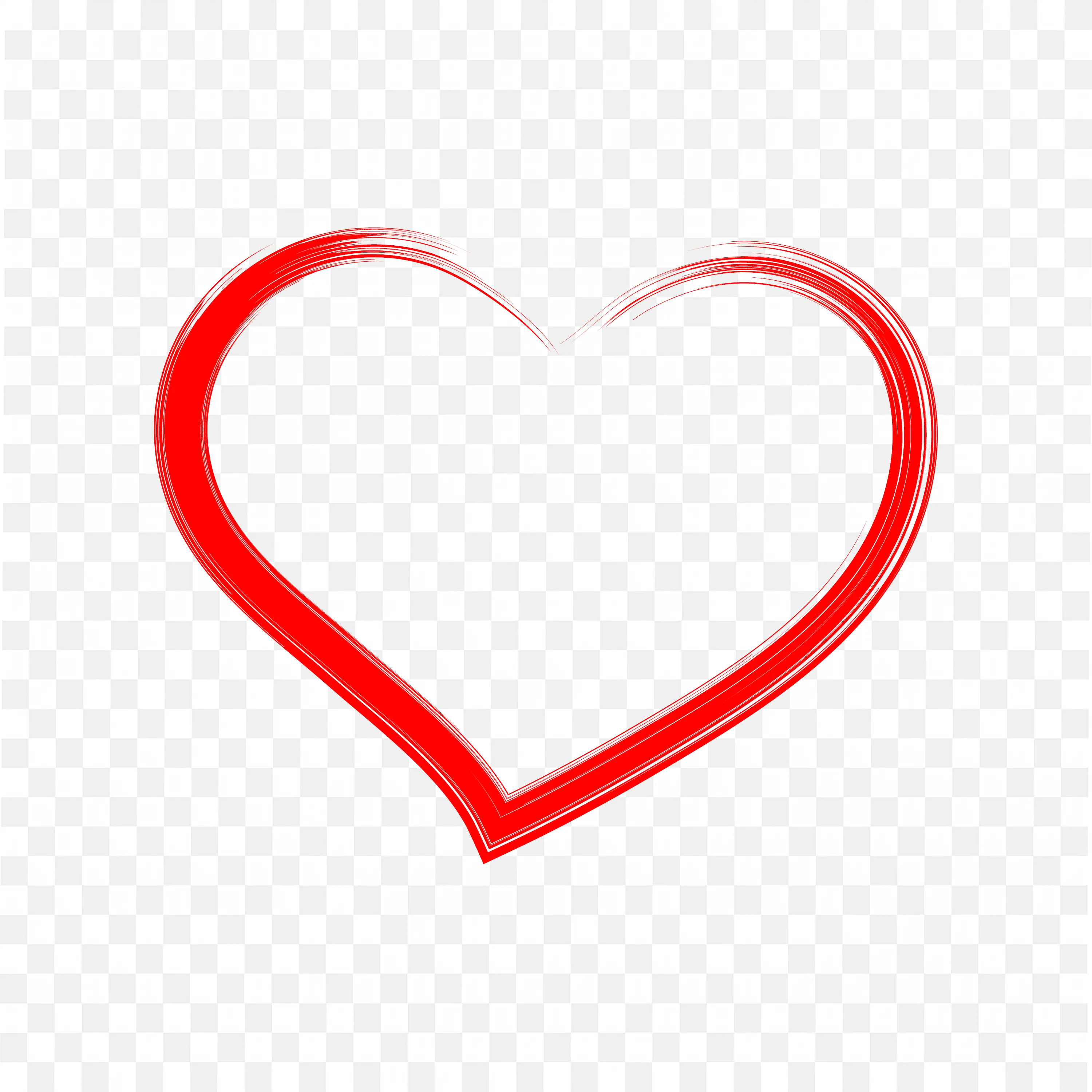 Red Heart Shape with Bold Brush Marks Free PNG Download