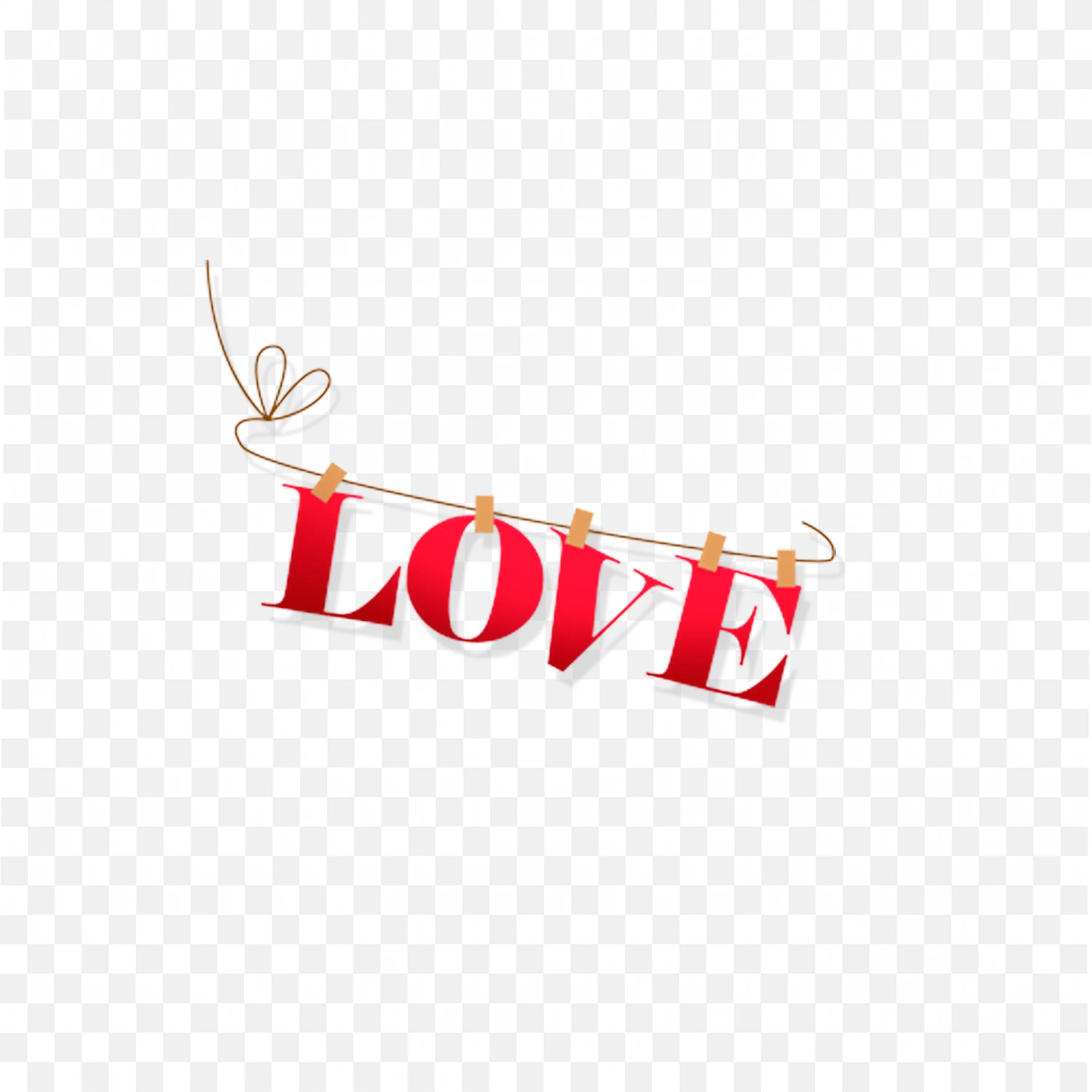 Red Love Letters Hanging in Brown String Free PNG Image