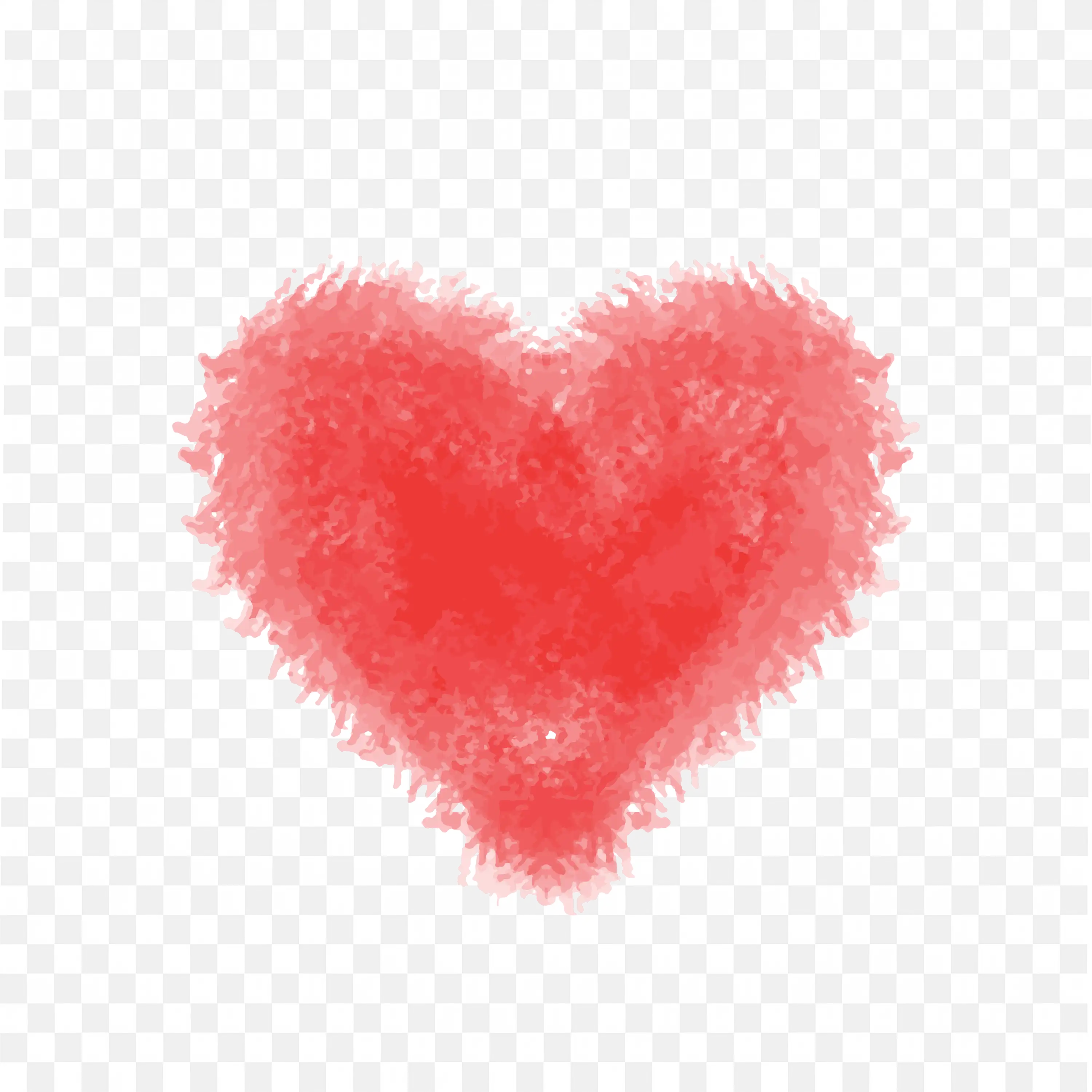 Red Watercolour Heart Shape on White Background Free PNG