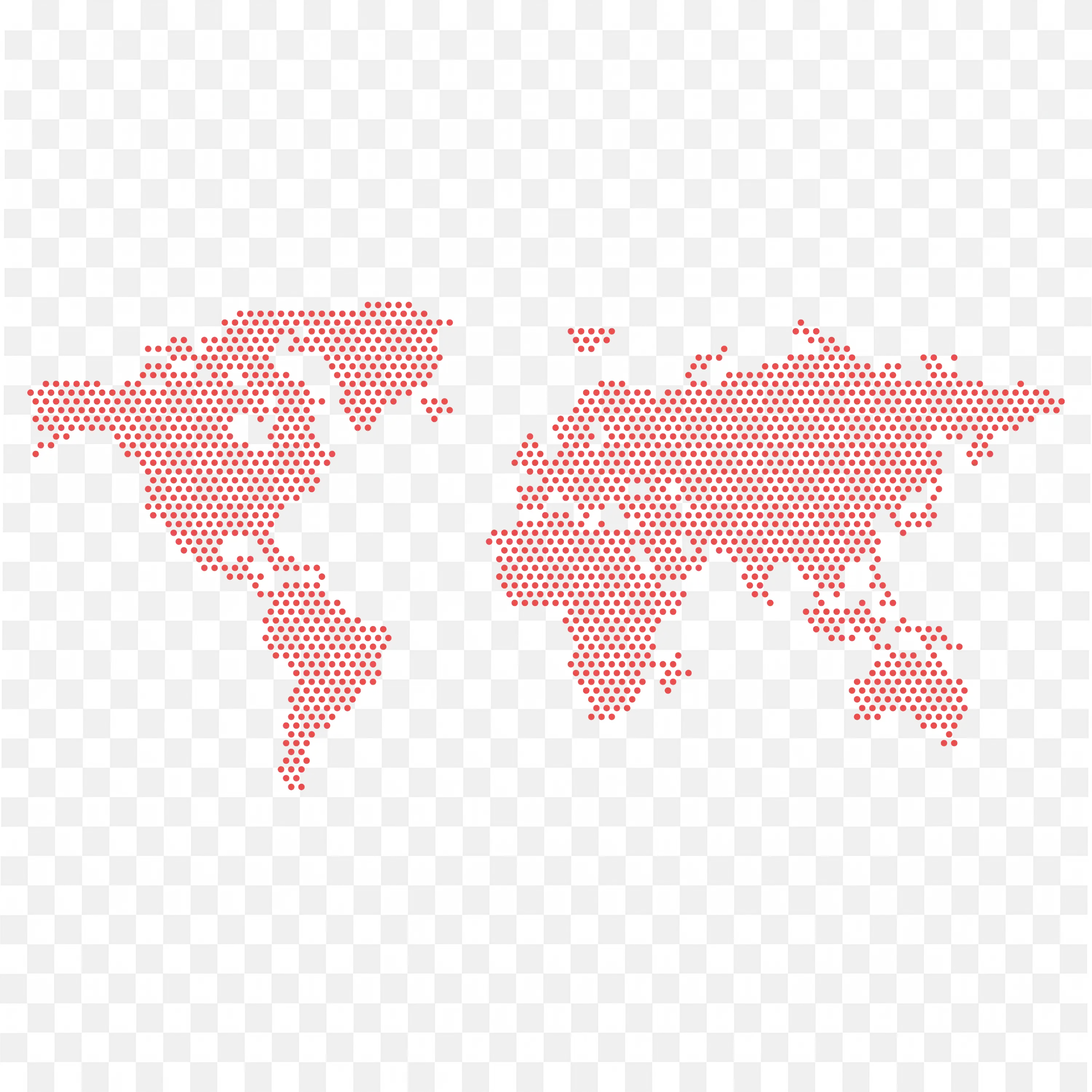 Red and White Dotted World Map Illustration PNG Download