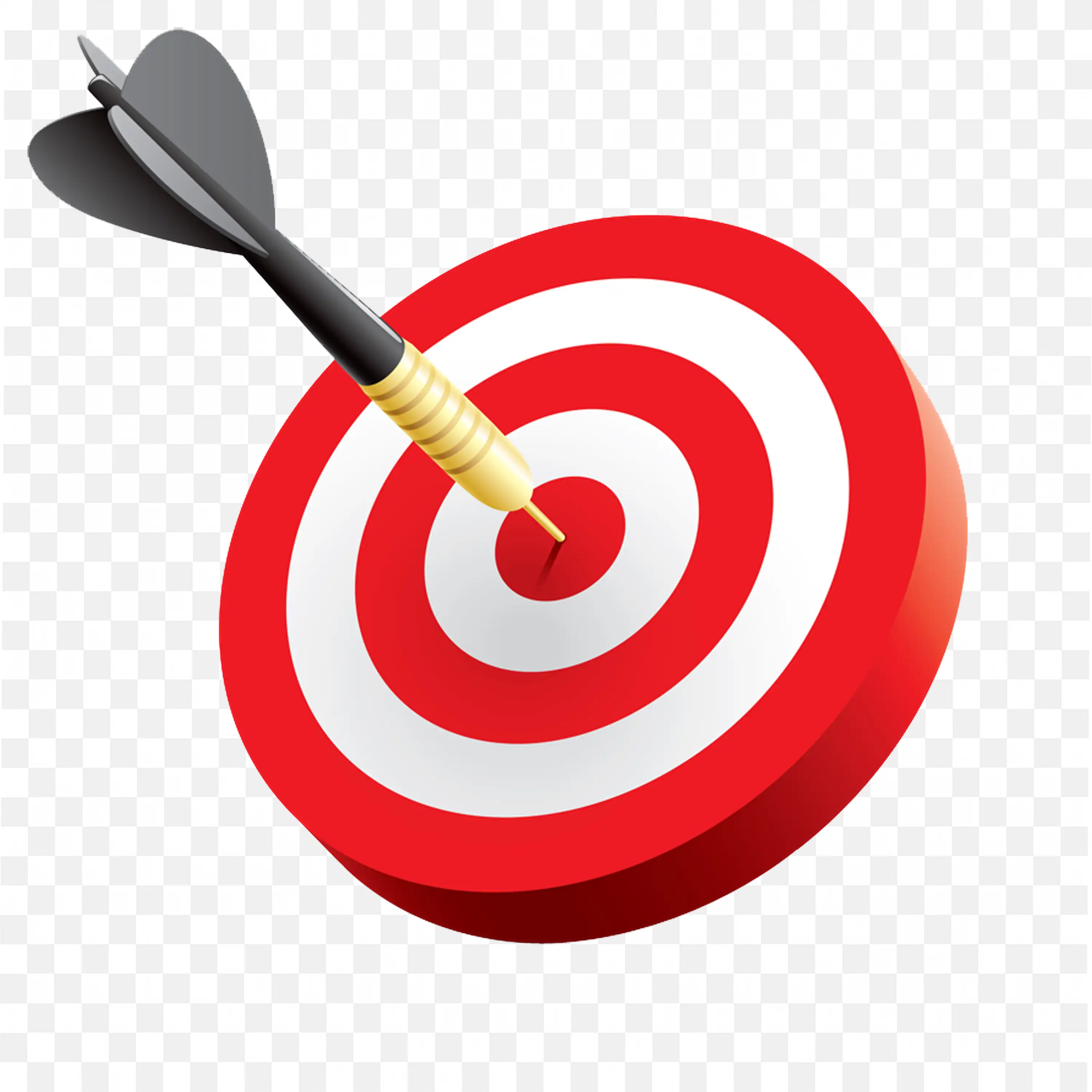Red and White Target with Dart Hitting the Center PNG Image