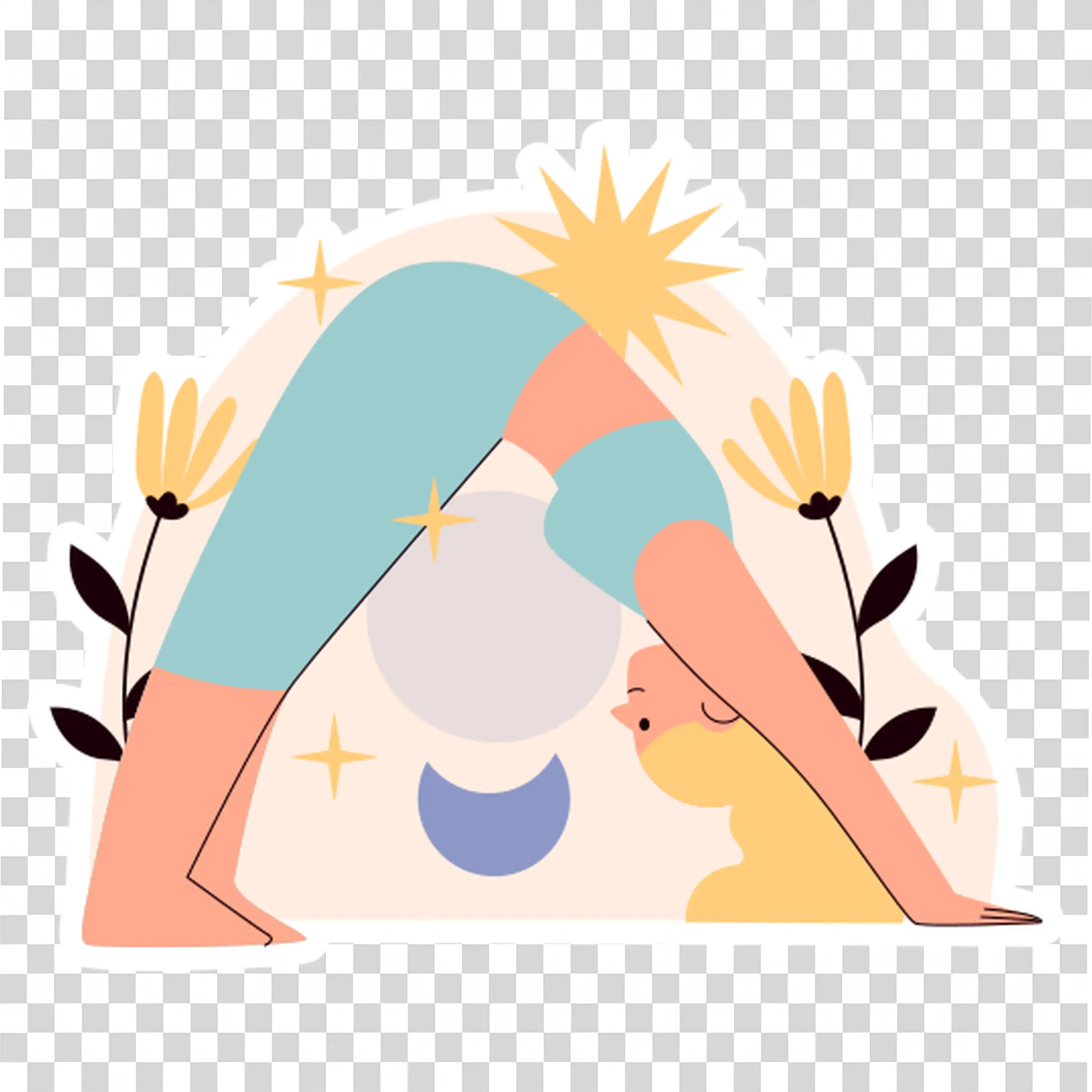 Relaxed Character in Peaceful Yoga Posture download PNG