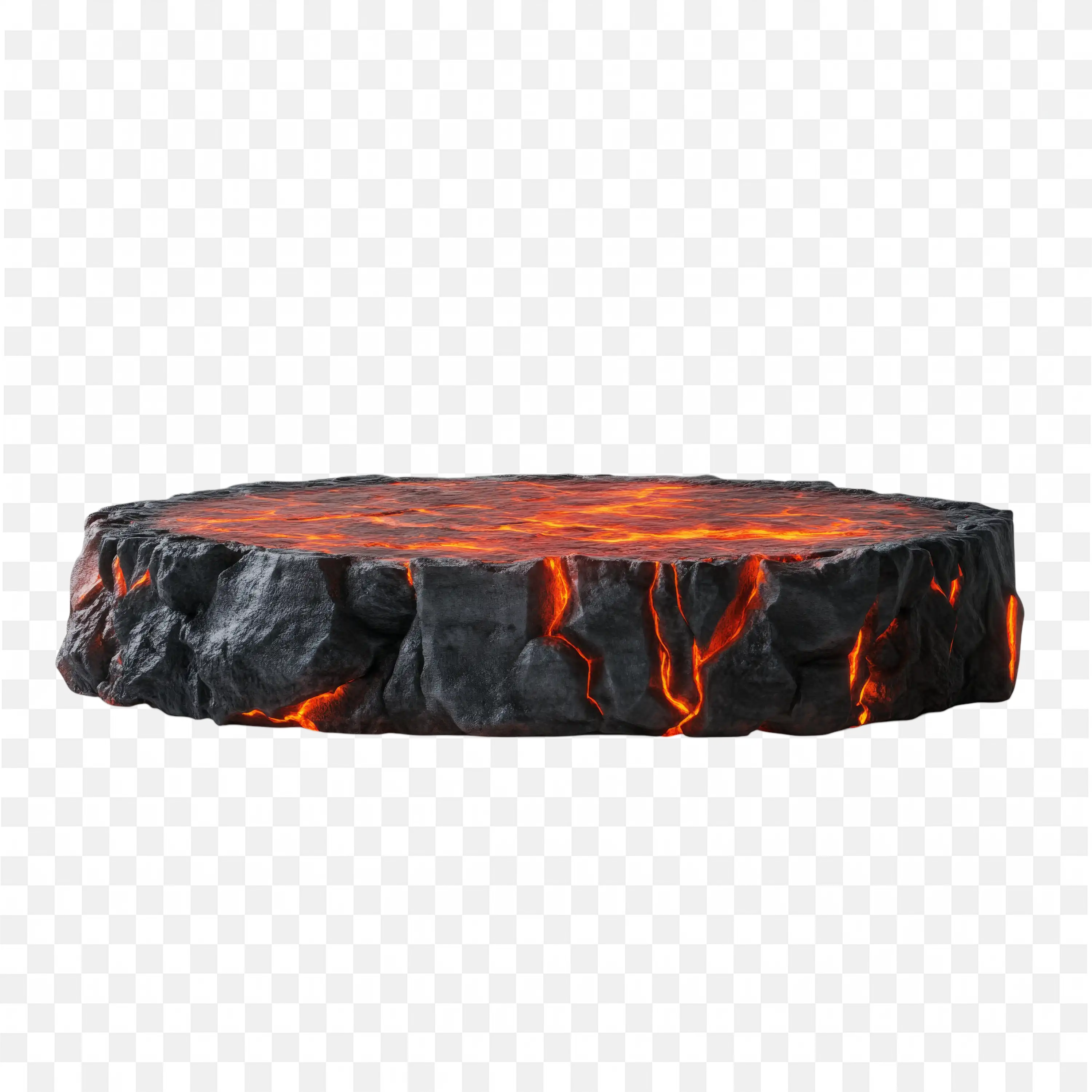 Round Volcanic Lava Rock with Radiating Molten Cracks PNG