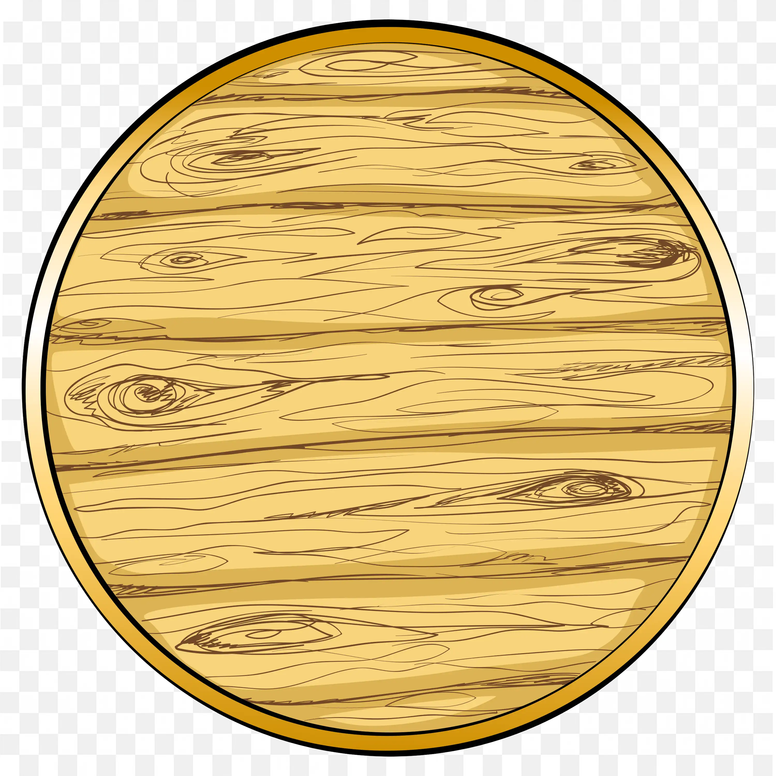 Round Wooden Board with Light Texture and Shading Free PNG