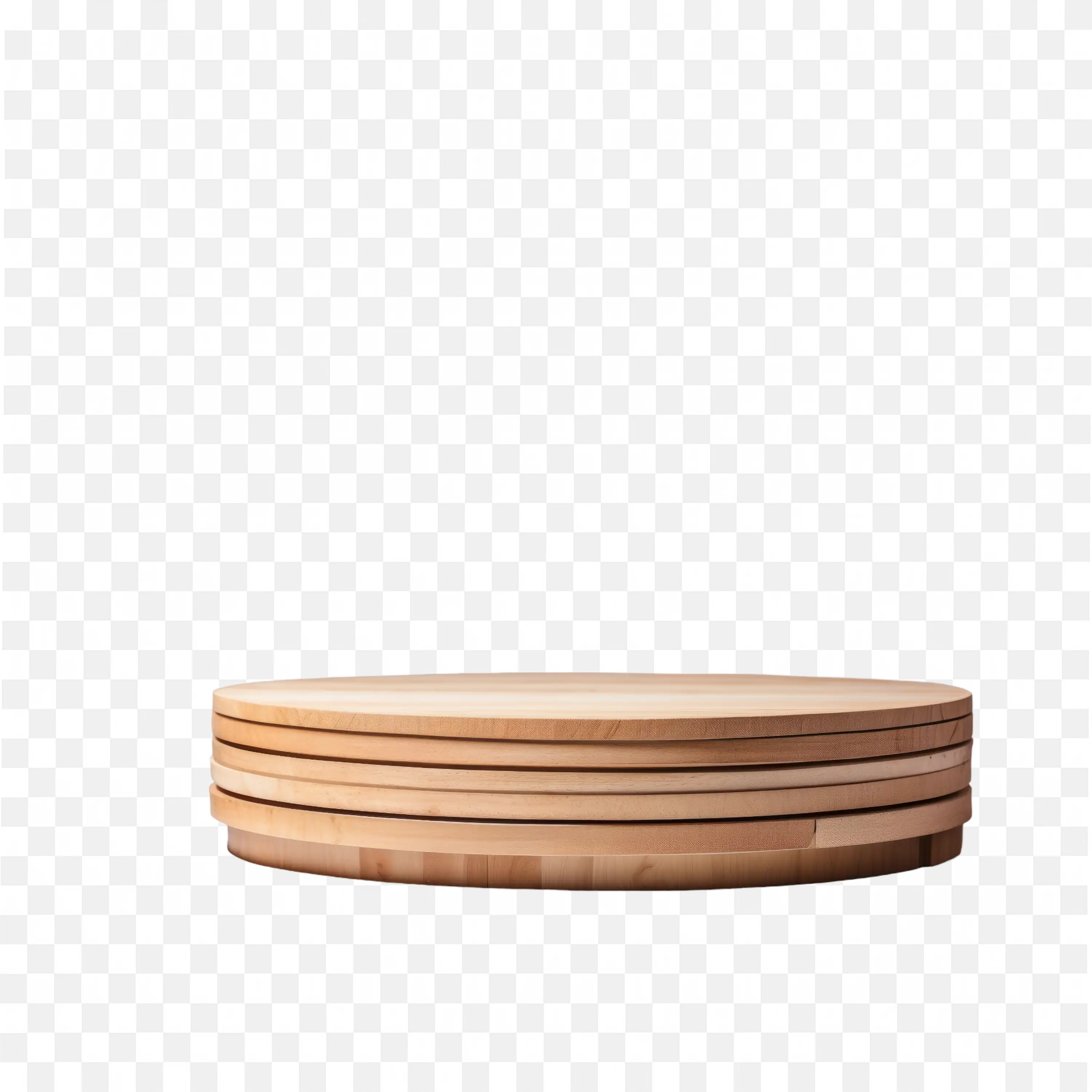 Round Wooden Podium with Smooth Light Finish Free PNG Image