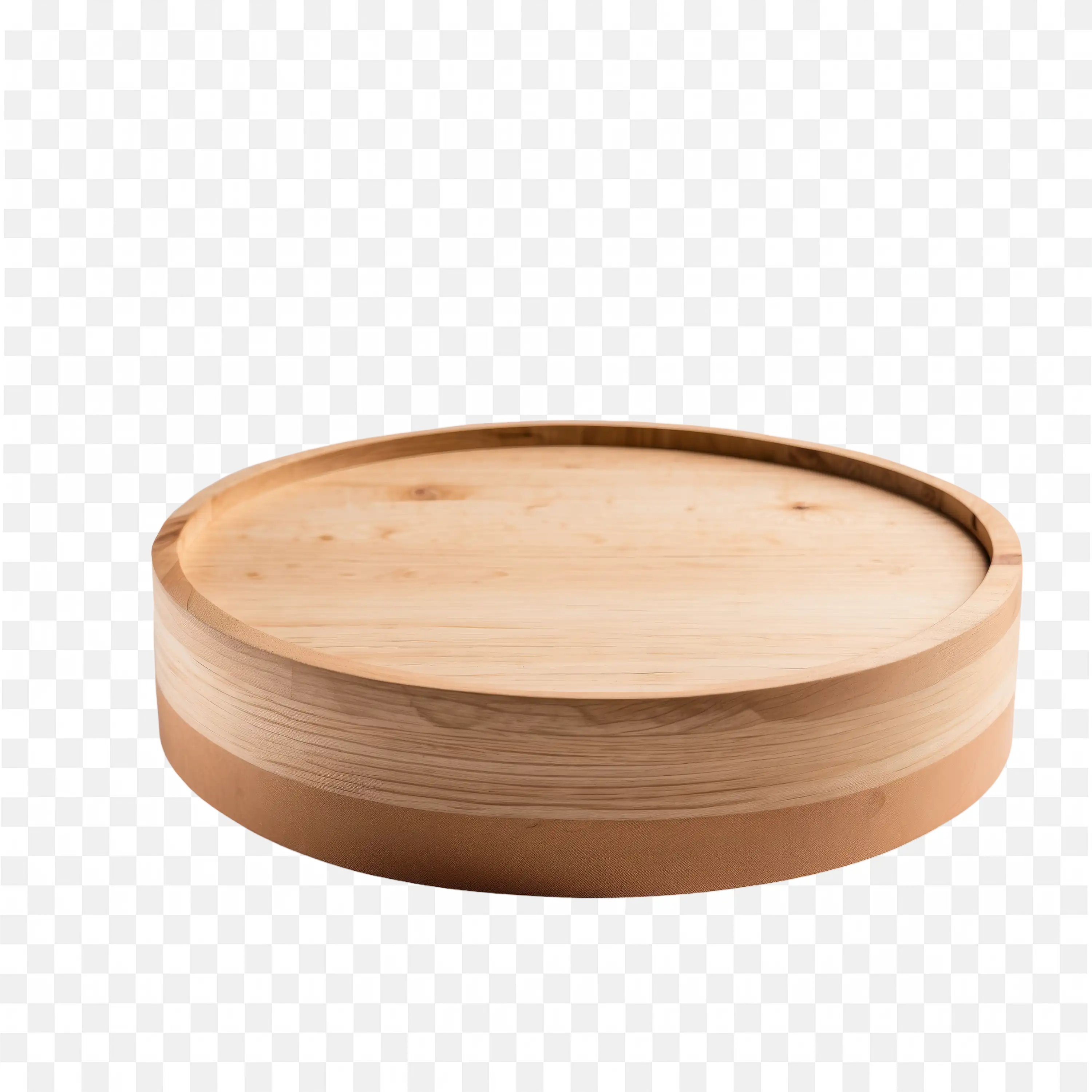 Round Wooden Tray with Smooth Finish Free PNG Download