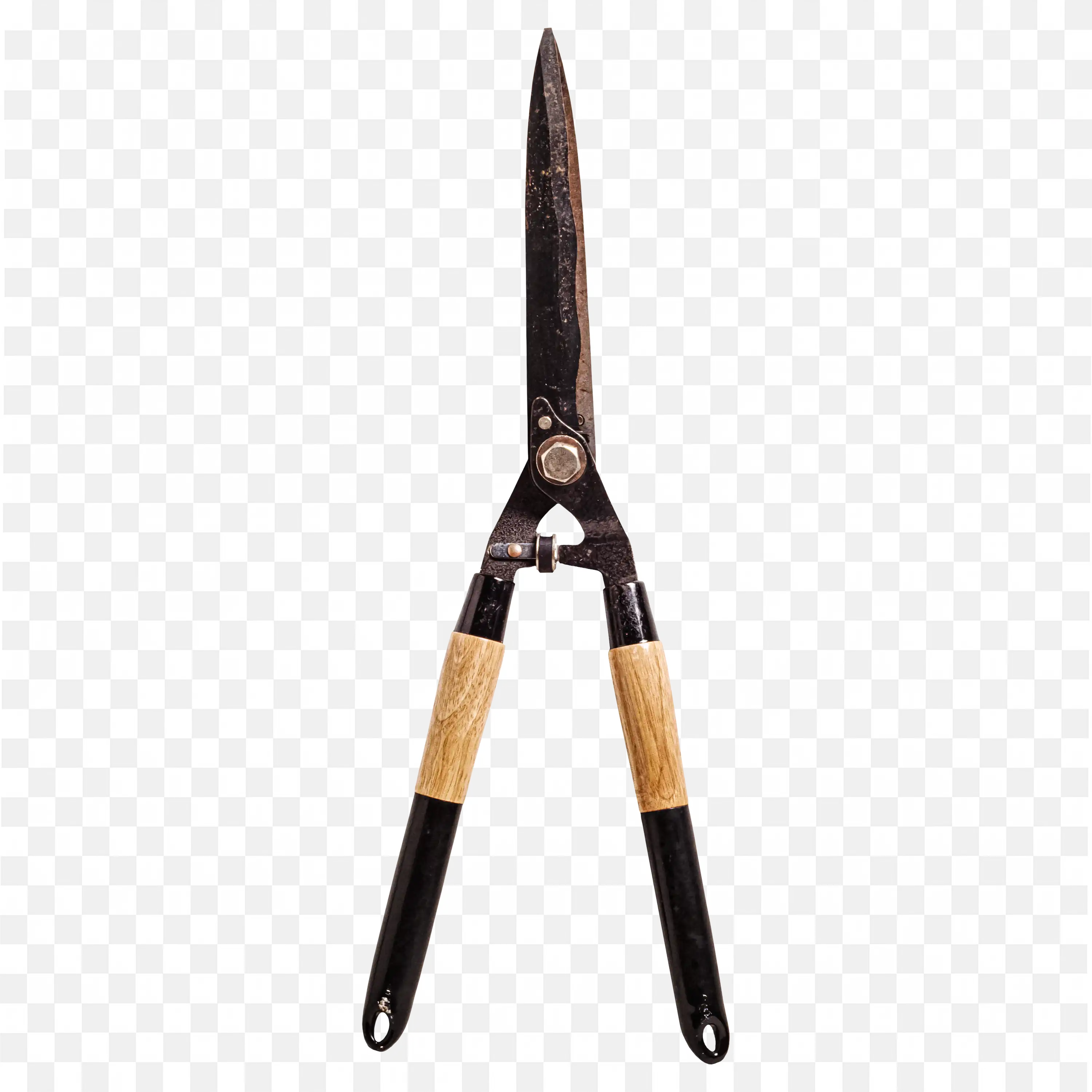 Rustic Old Garden Pruning Shears with Wooden Handles PNG