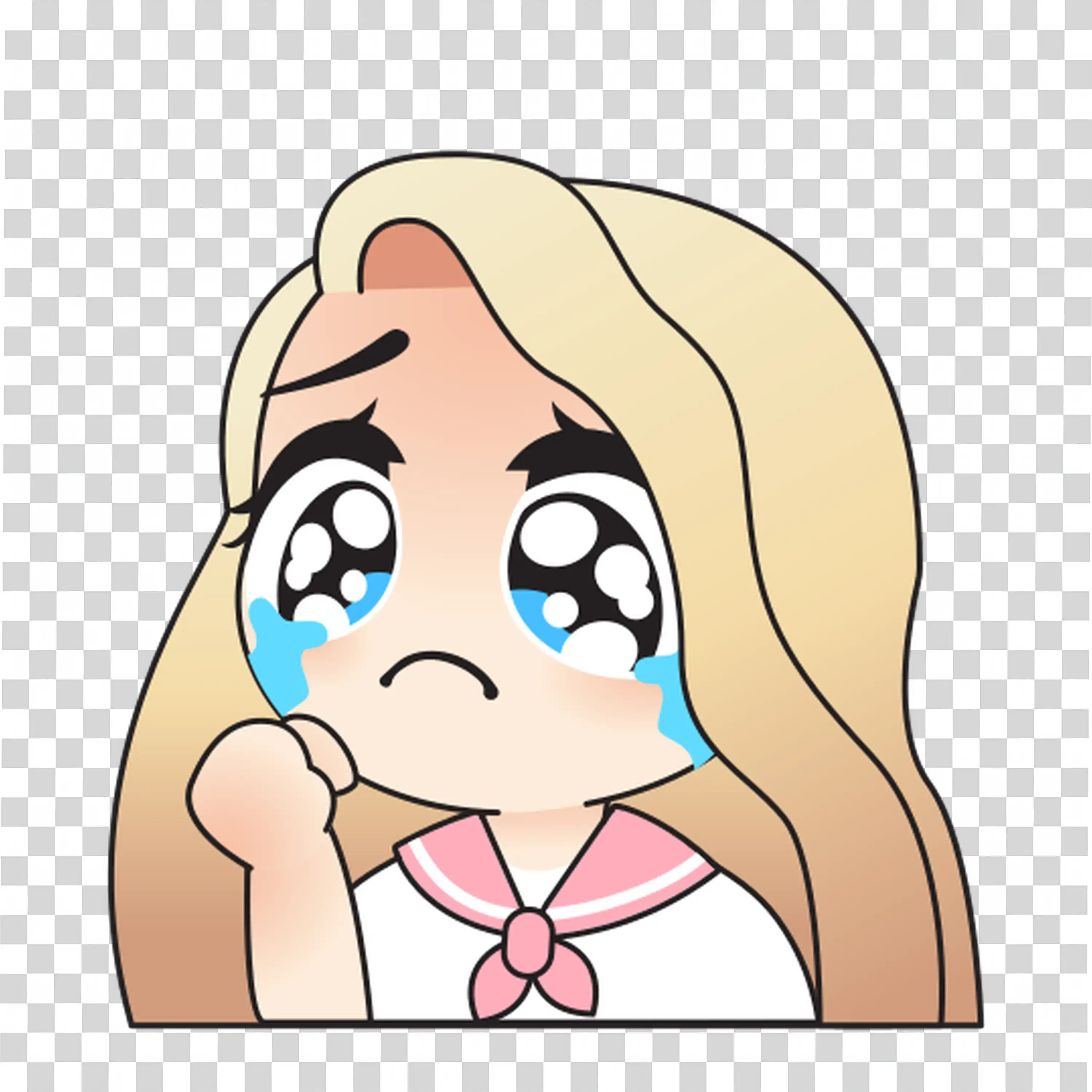 Sad girl with tears and long blonde hair feeling emotional