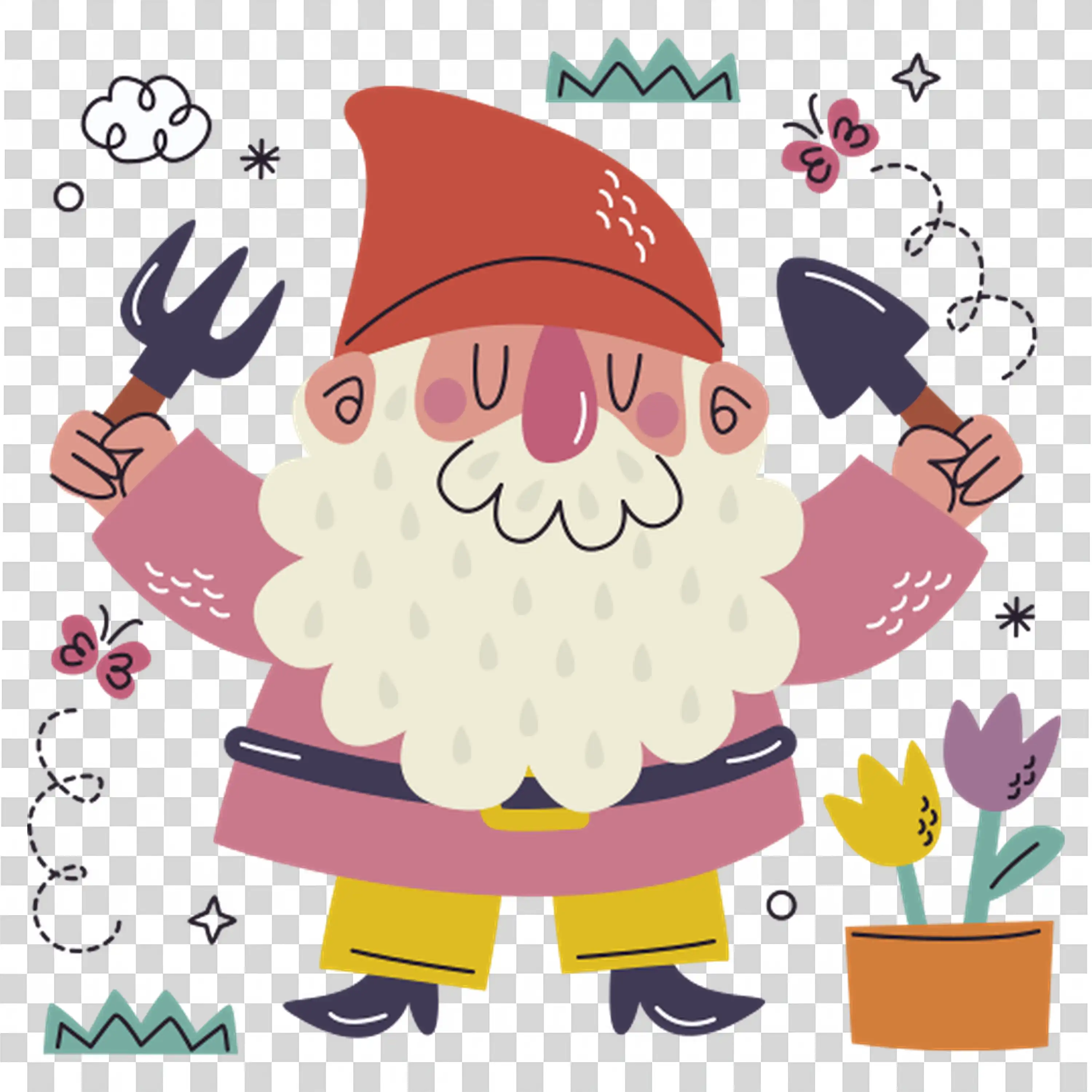 Santa Claus Holding Gift Sack and Waving with Cheer