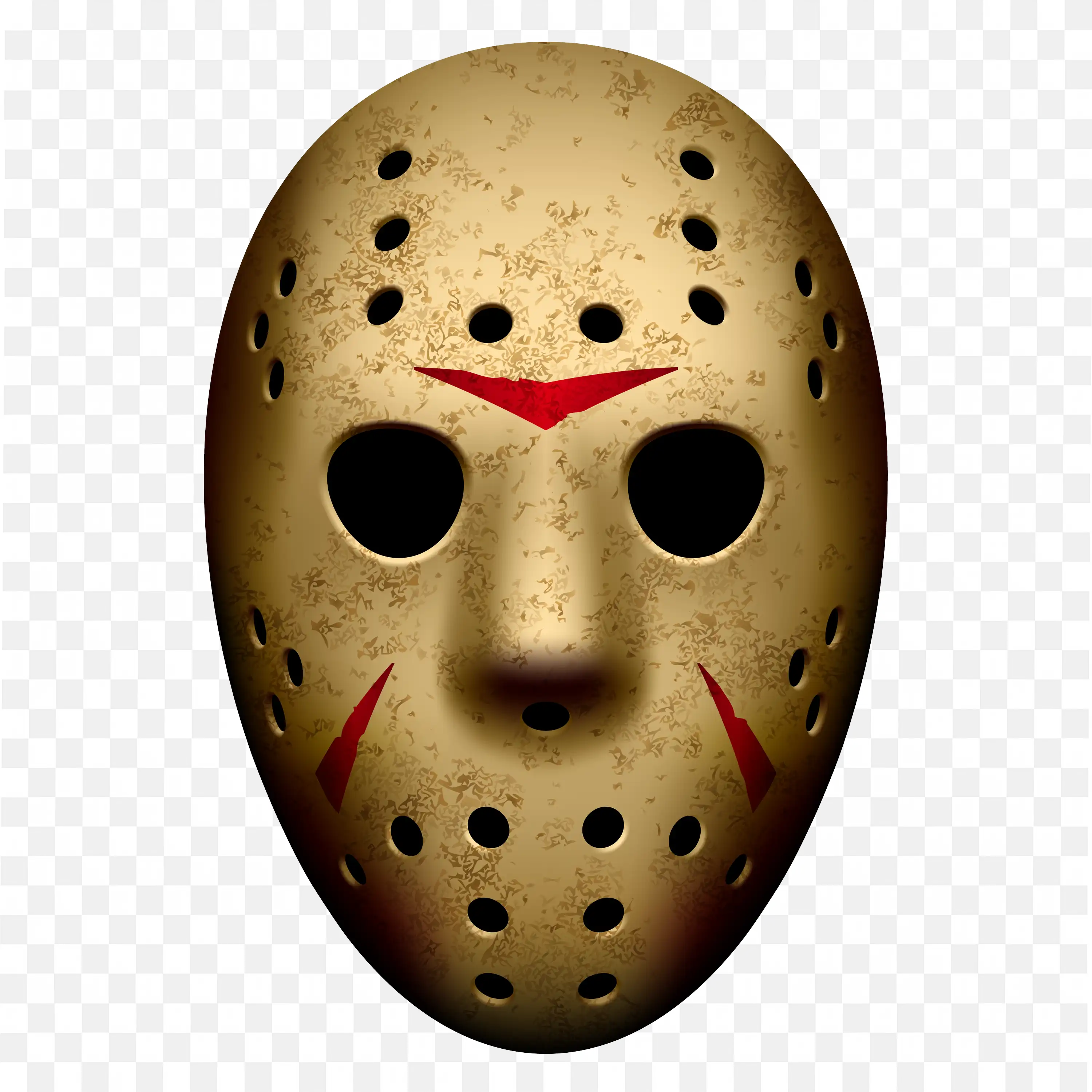 Scary Hockey Mask with Red Marks on Tan Background PNG