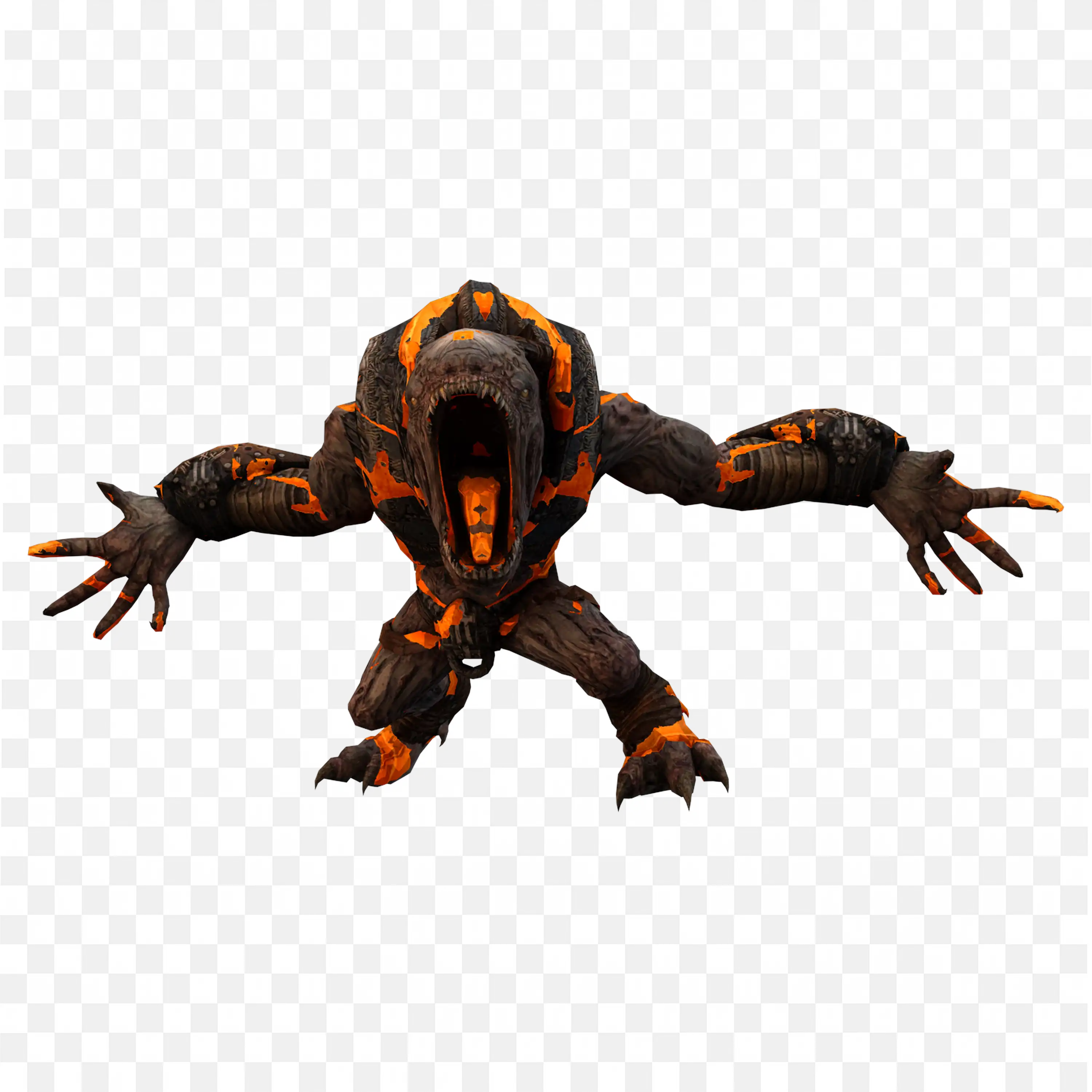 Scary Lava Monster Creature Ready for an Attack PNG Image