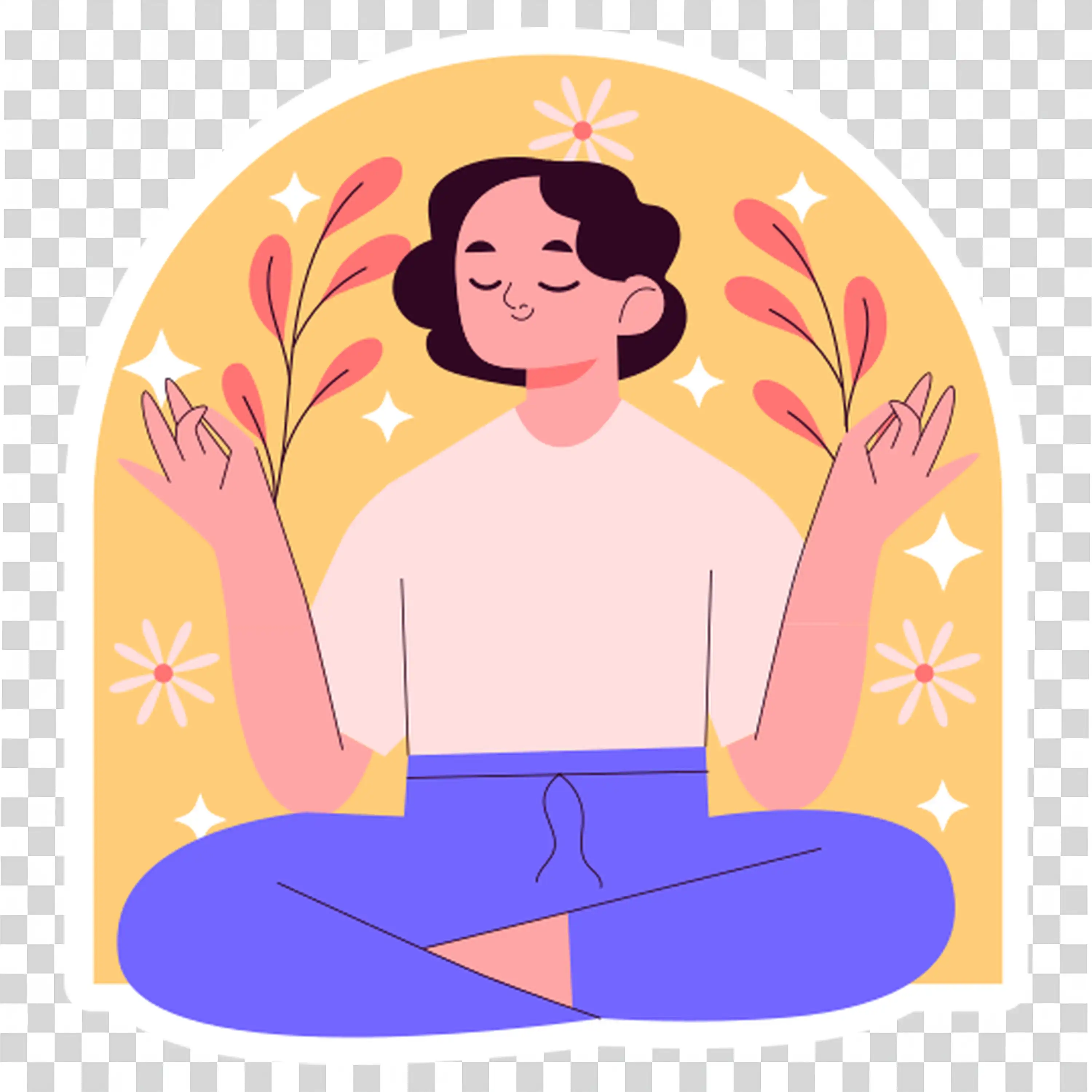 Serene Woman Meditating with Peaceful Mind free PNG