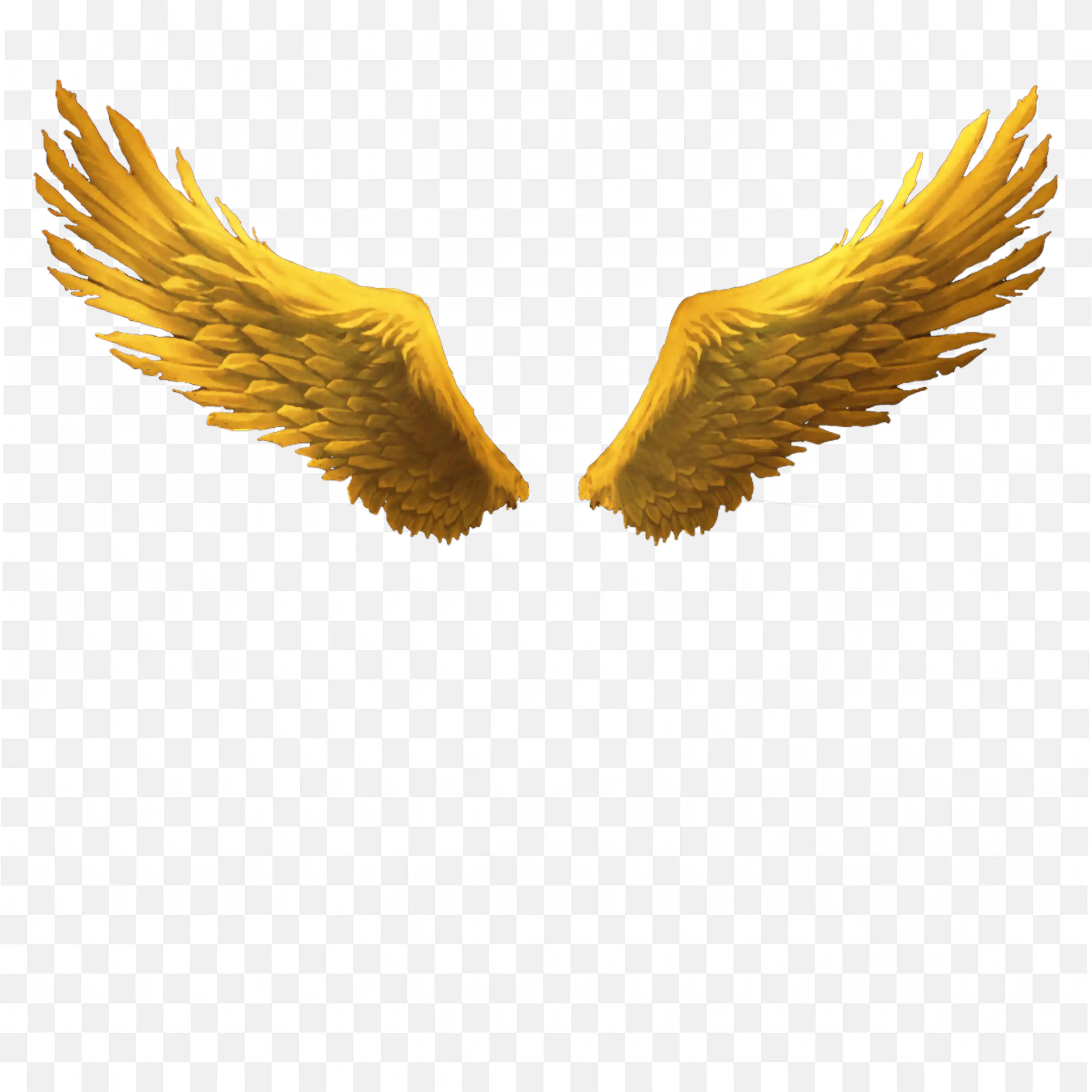 Shiny Golden Angel Wings with Feathered Details PNG Image