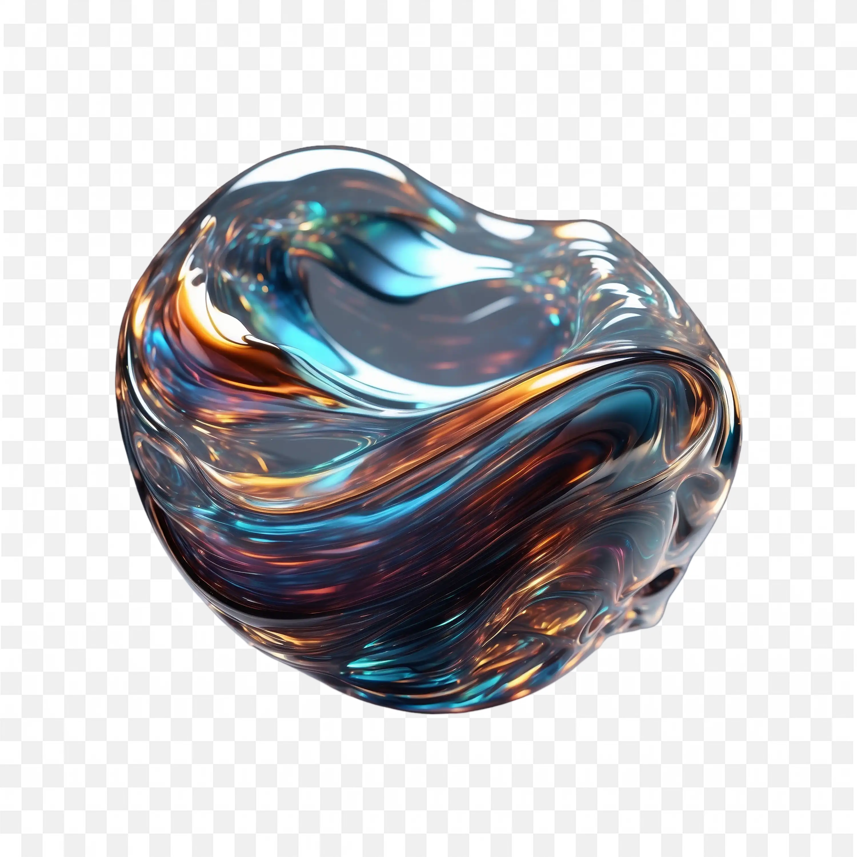 Shiny Metal Shape with Blue and Orange Tones Clip Art PNG