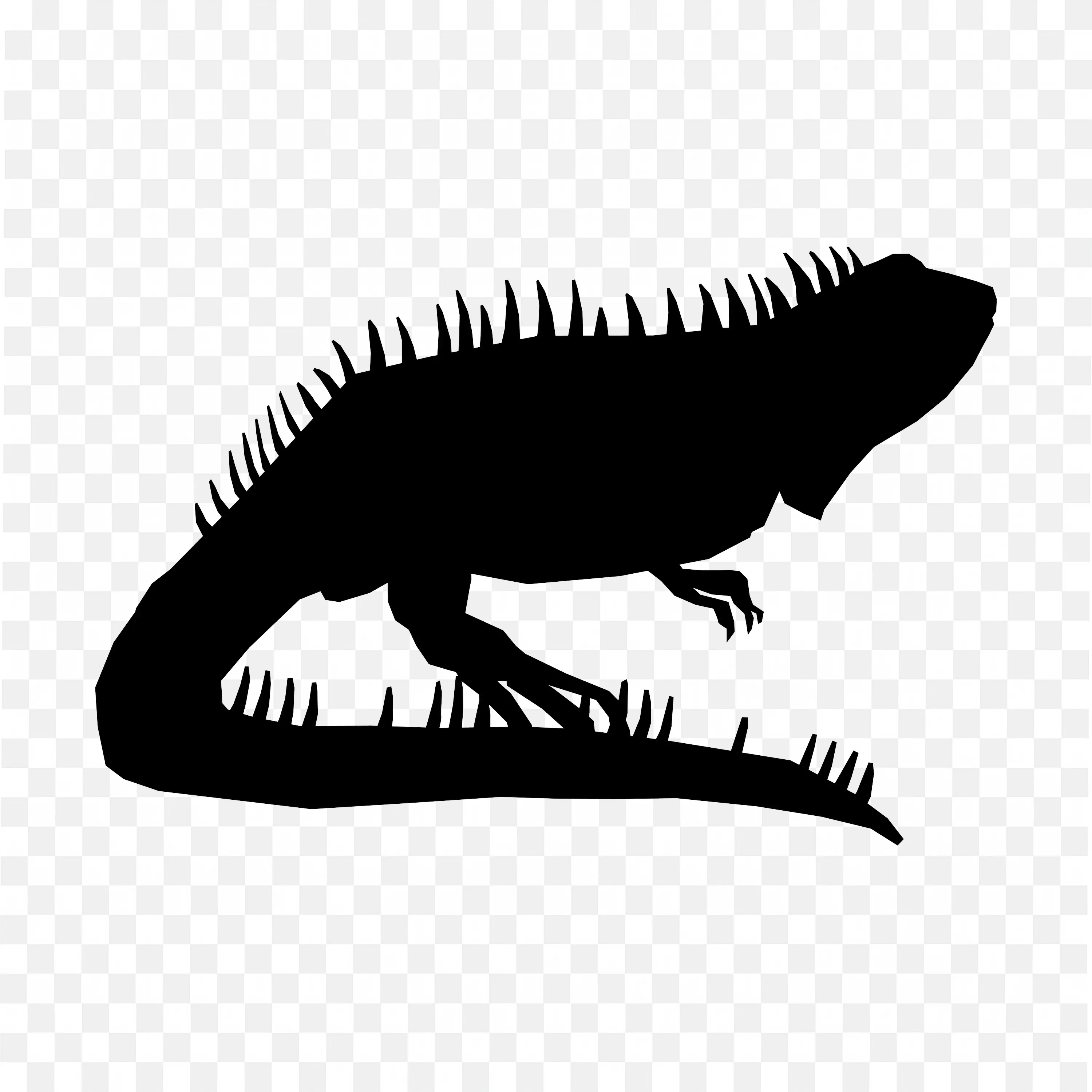 Silhouette of an Iguana Reptile Sitting Free Png Download