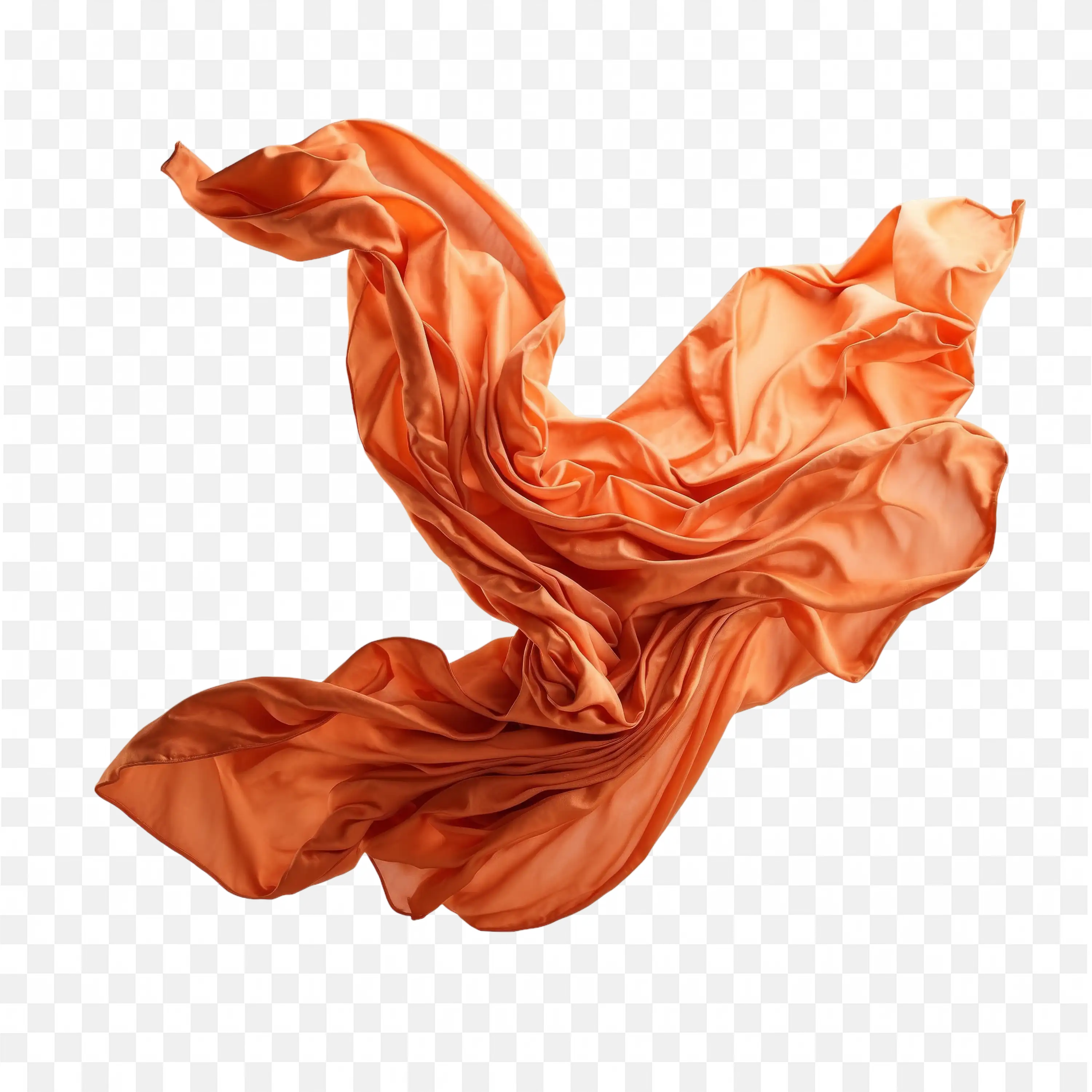 Silky Orange Fabric Swirling Beautifully Free PNG