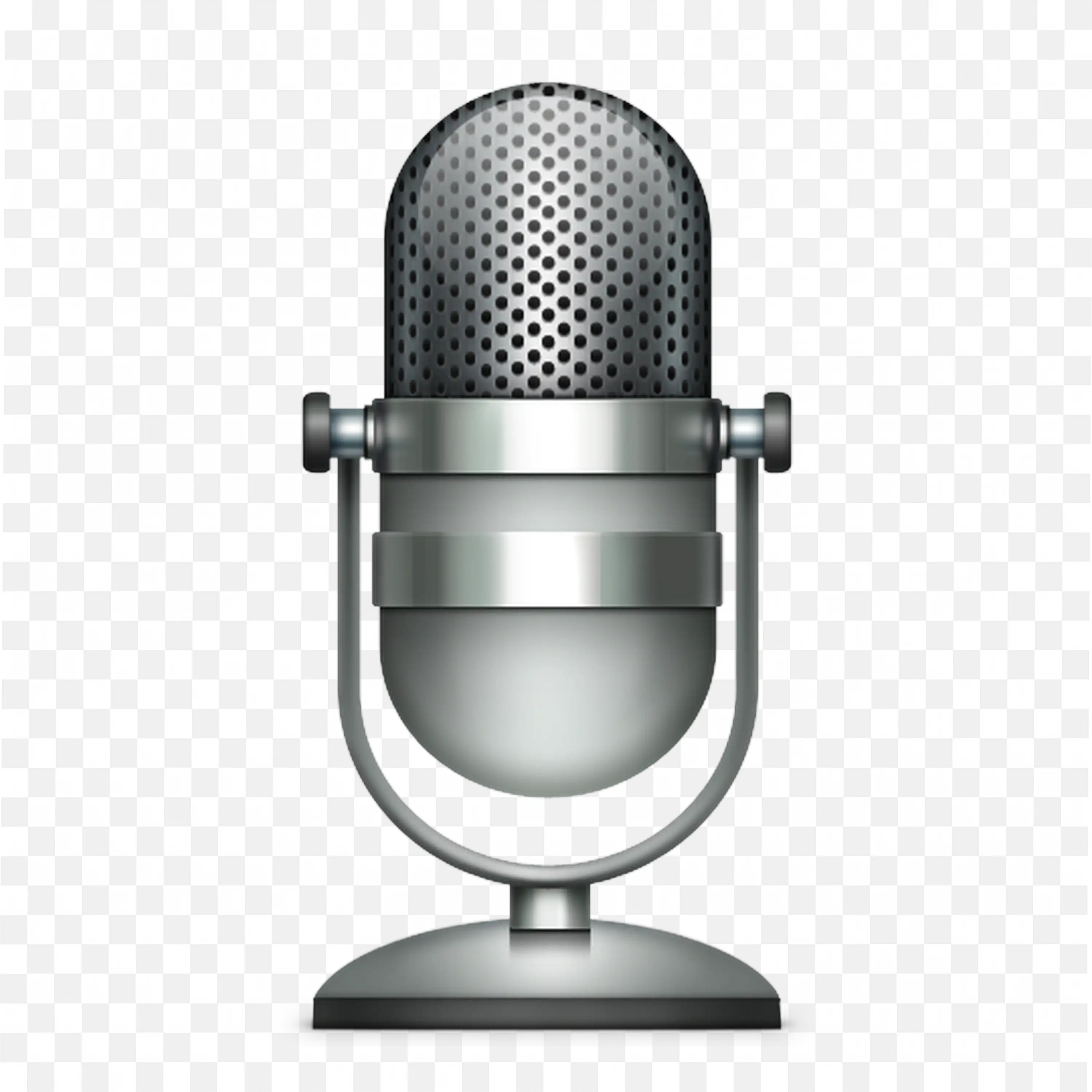 Silver Microphone for Podcast and Music Recording PNG Image