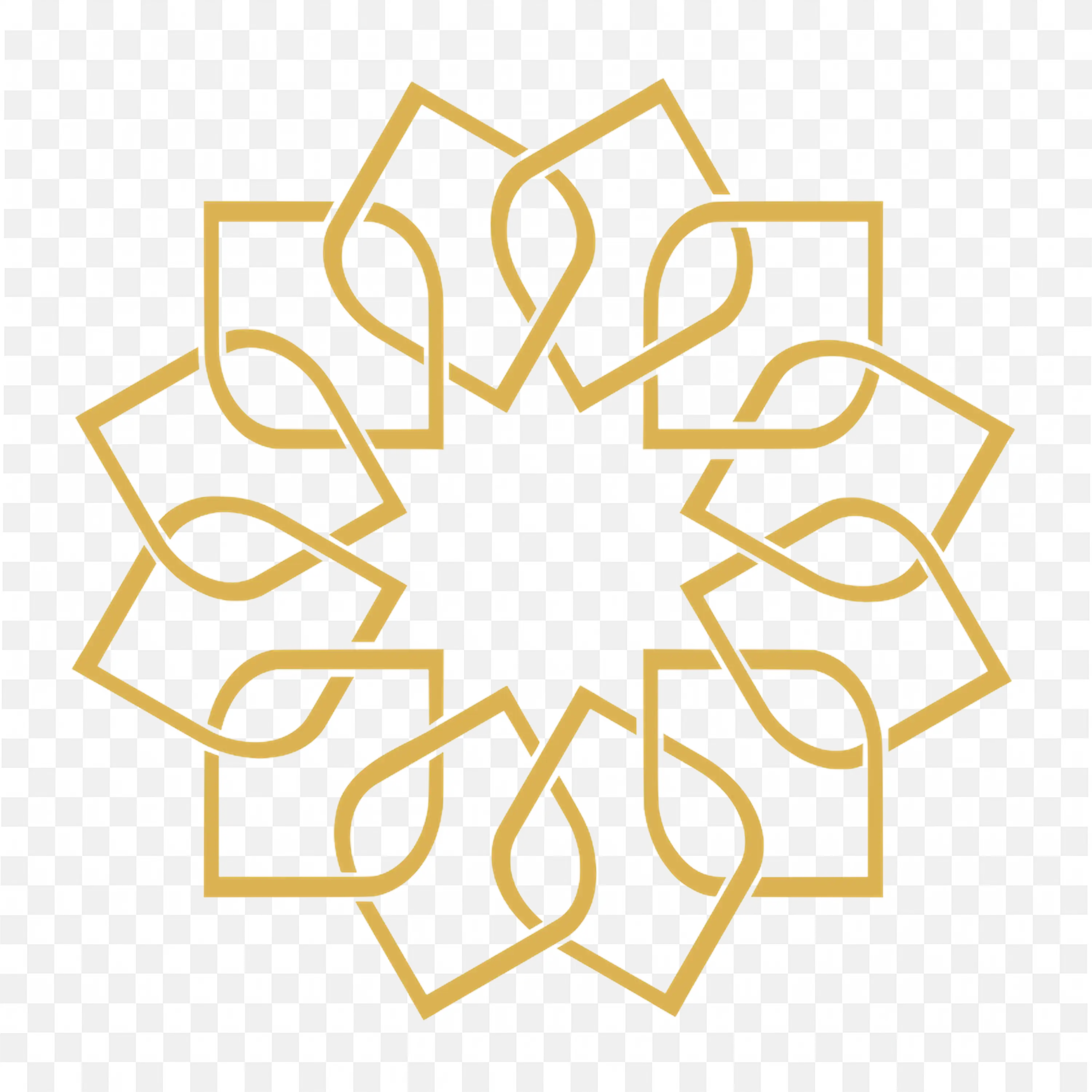 Simple Geometric Pattern with Curved Golden Shapes Free PNG