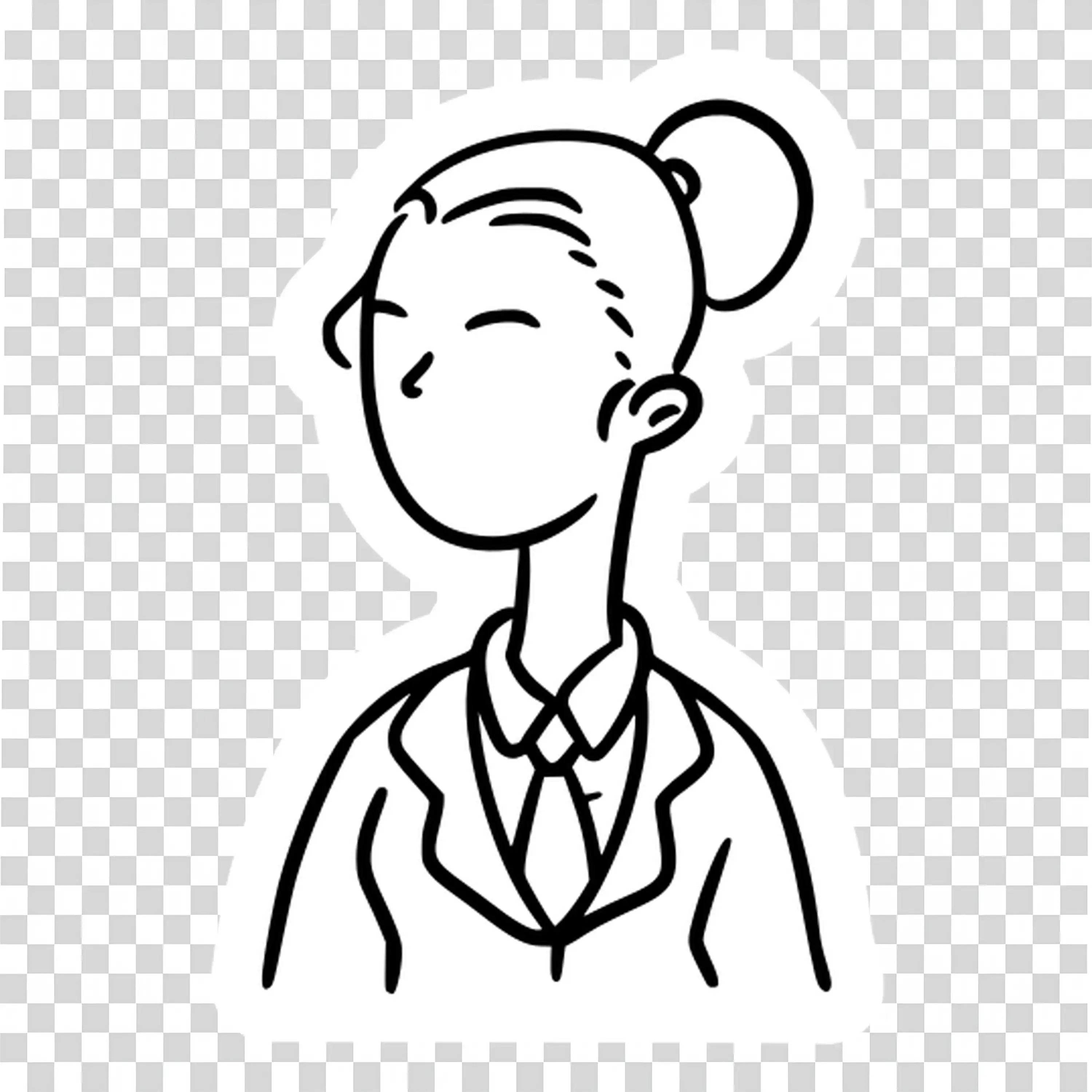Simple Line Art Of Woman With Hair In Bun Design free PNG