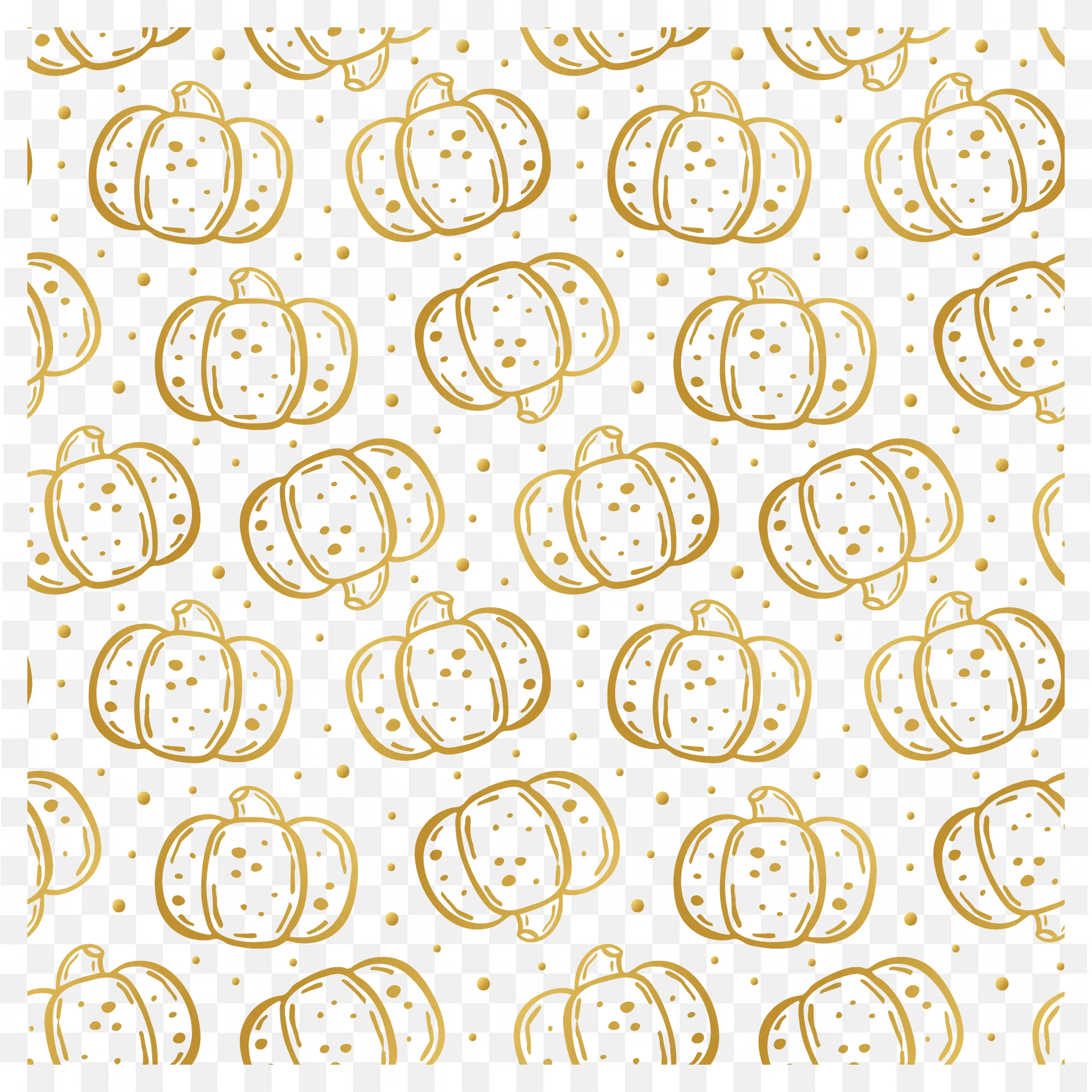 Simple Pattern of Golden Pumpkins Clip Art Free PNG