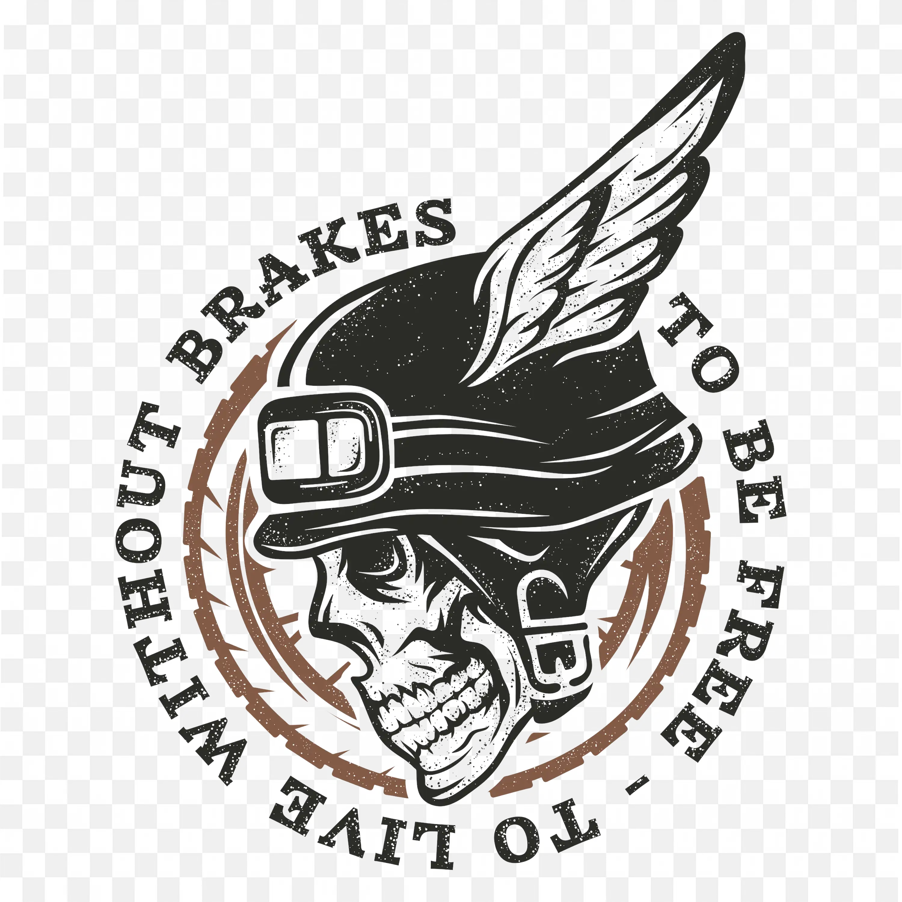 Skull with Helmet and Wings Tattoo Style Design PNG Image
