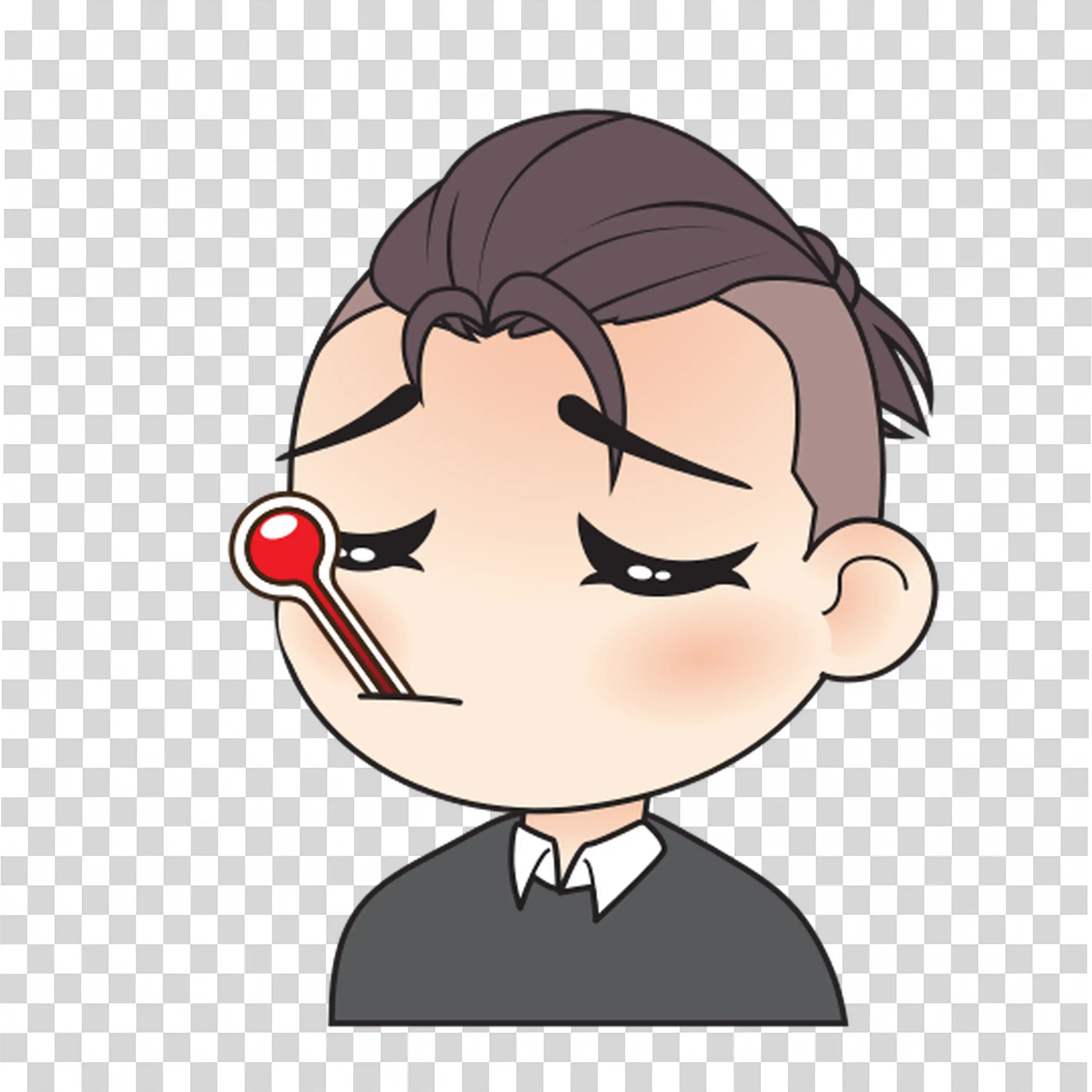 Sleepy Man Yawning with Eye Half Closed and Slouching