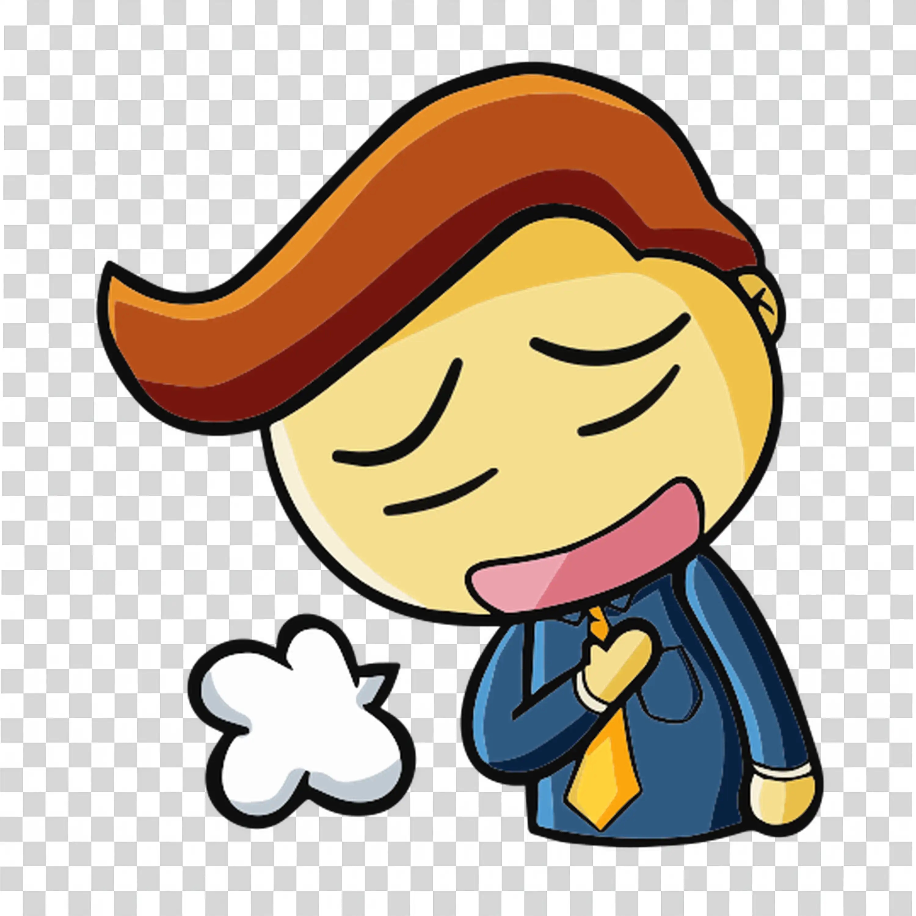 Sleepy Man Yawning with Hand on Mouth Cartoon Style