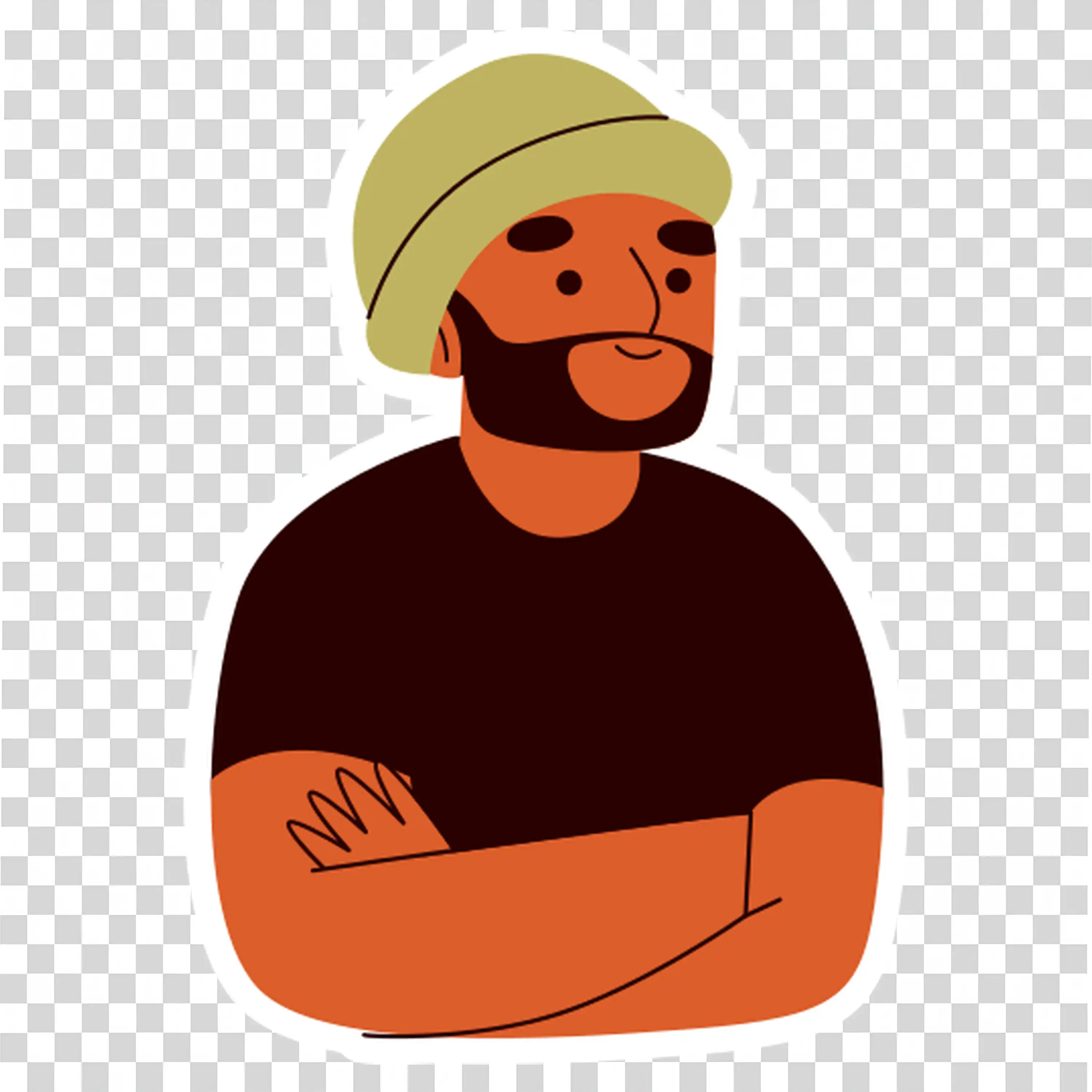 Smiling Bearded Man with Crossed Arms Wearing Cap free PNG
