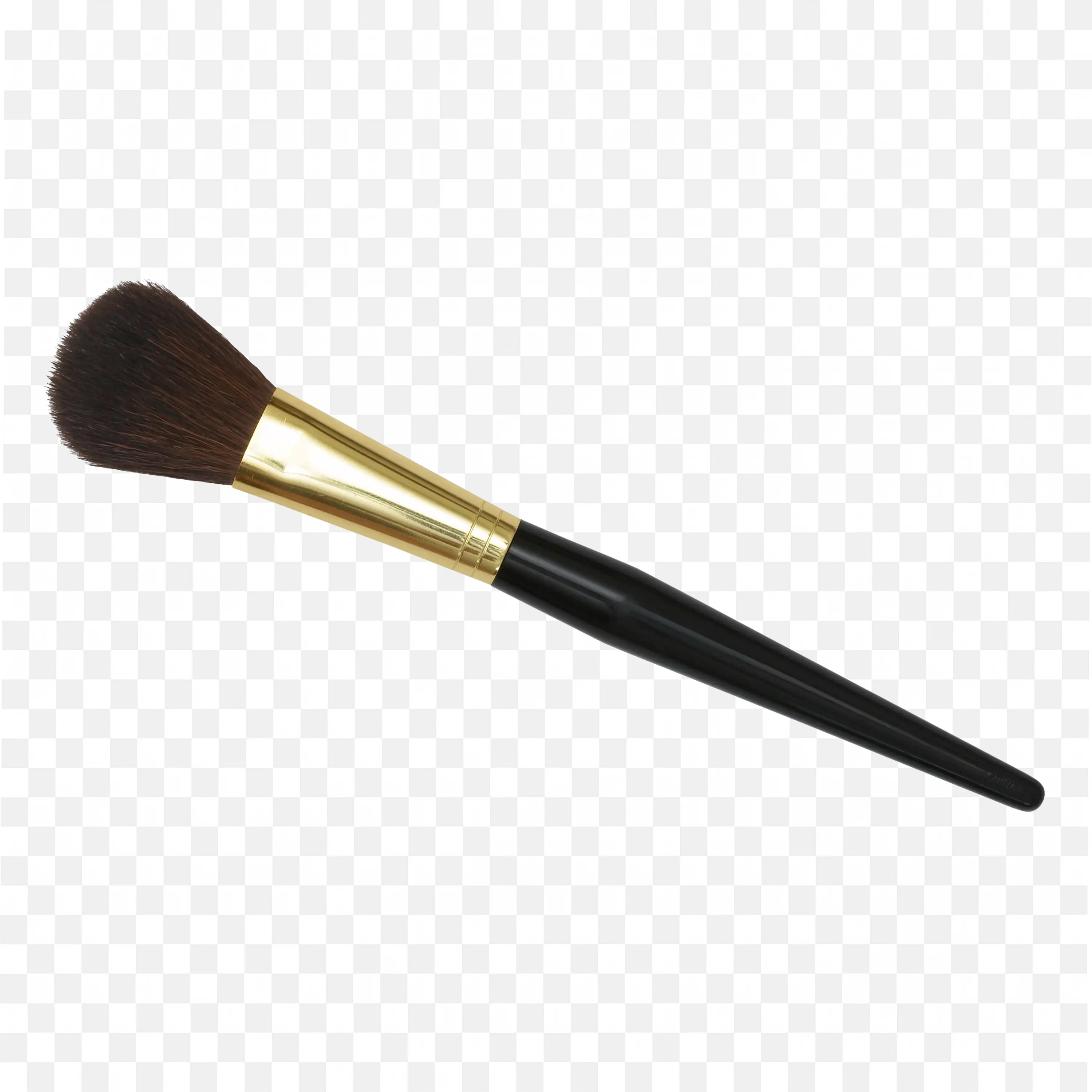 Soft Bristle Makeup Brush with Black and Gold Handle PNG