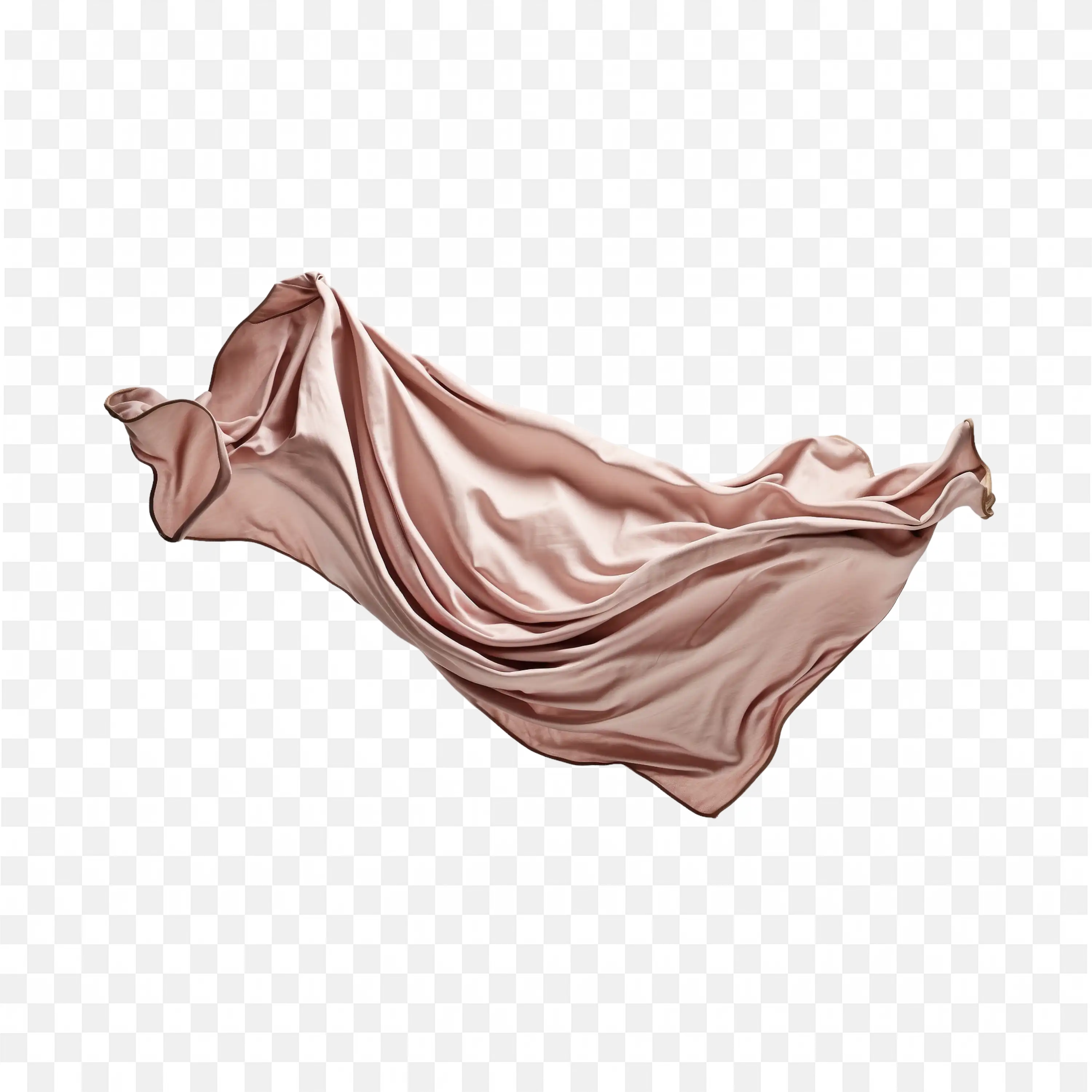 Soft Brown Colour Satin Fabric on White Background PNG