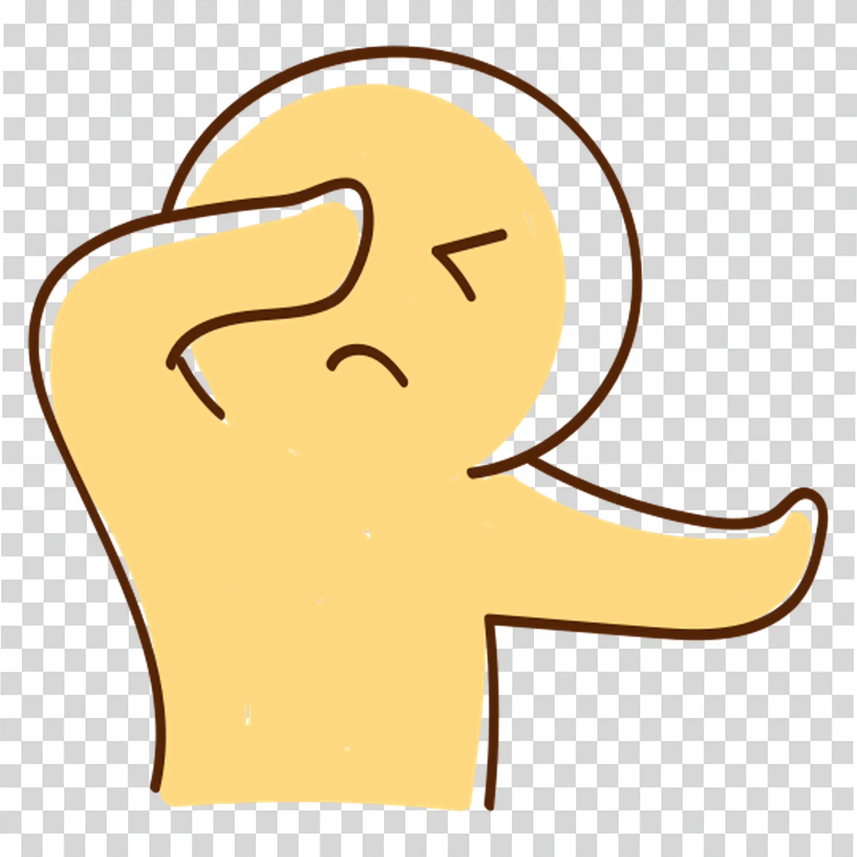 Soft character with a large hand and playful expression